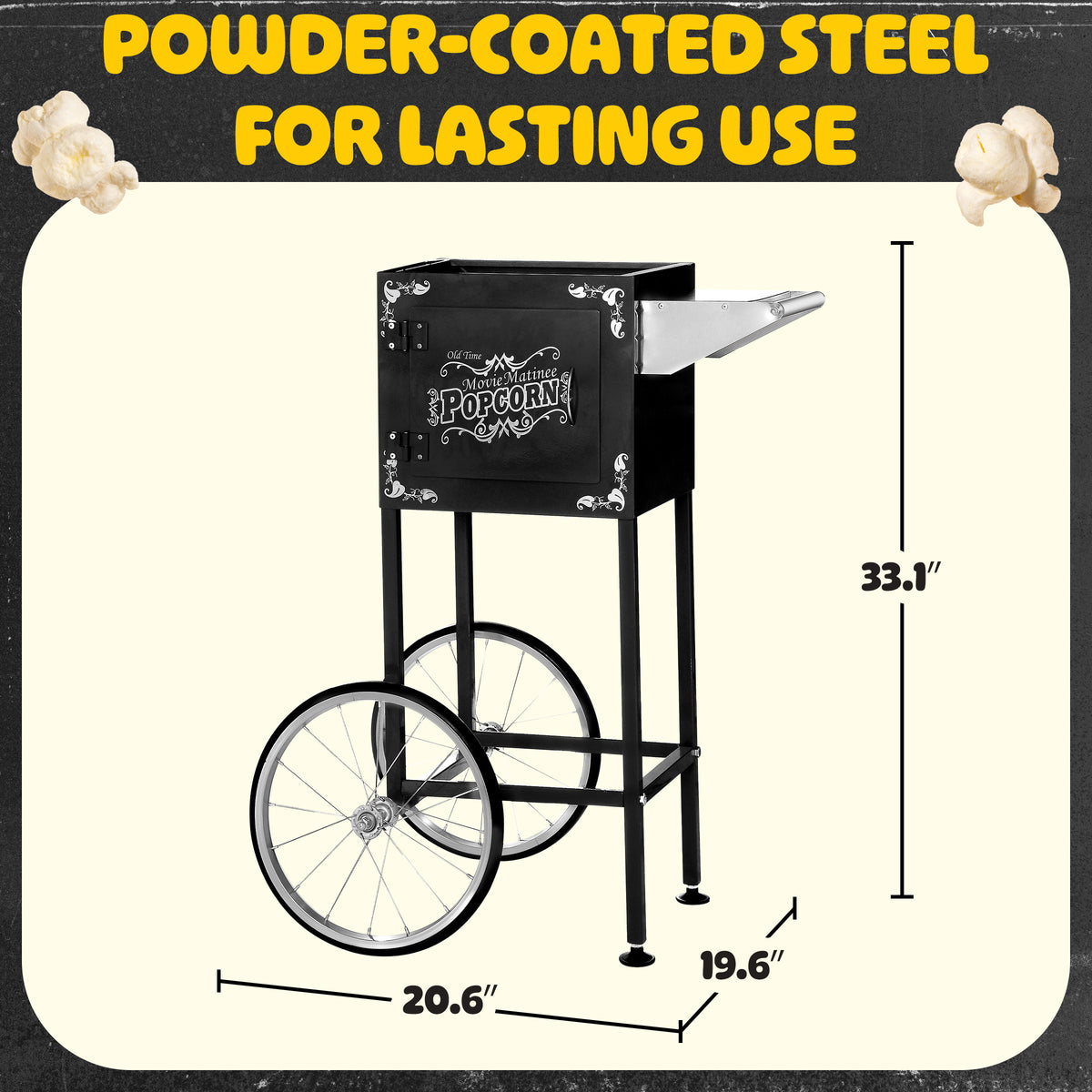 Great Northern Popcorn Matinee Rolling Cart, Black