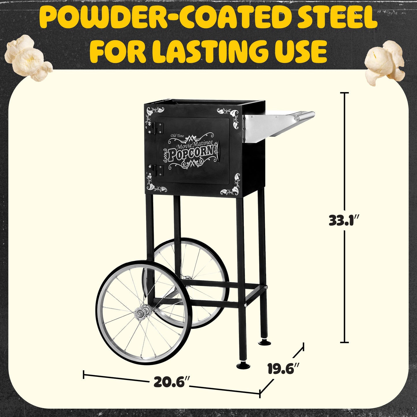 Great Northern Popcorn Matinee Rolling Cart, Black