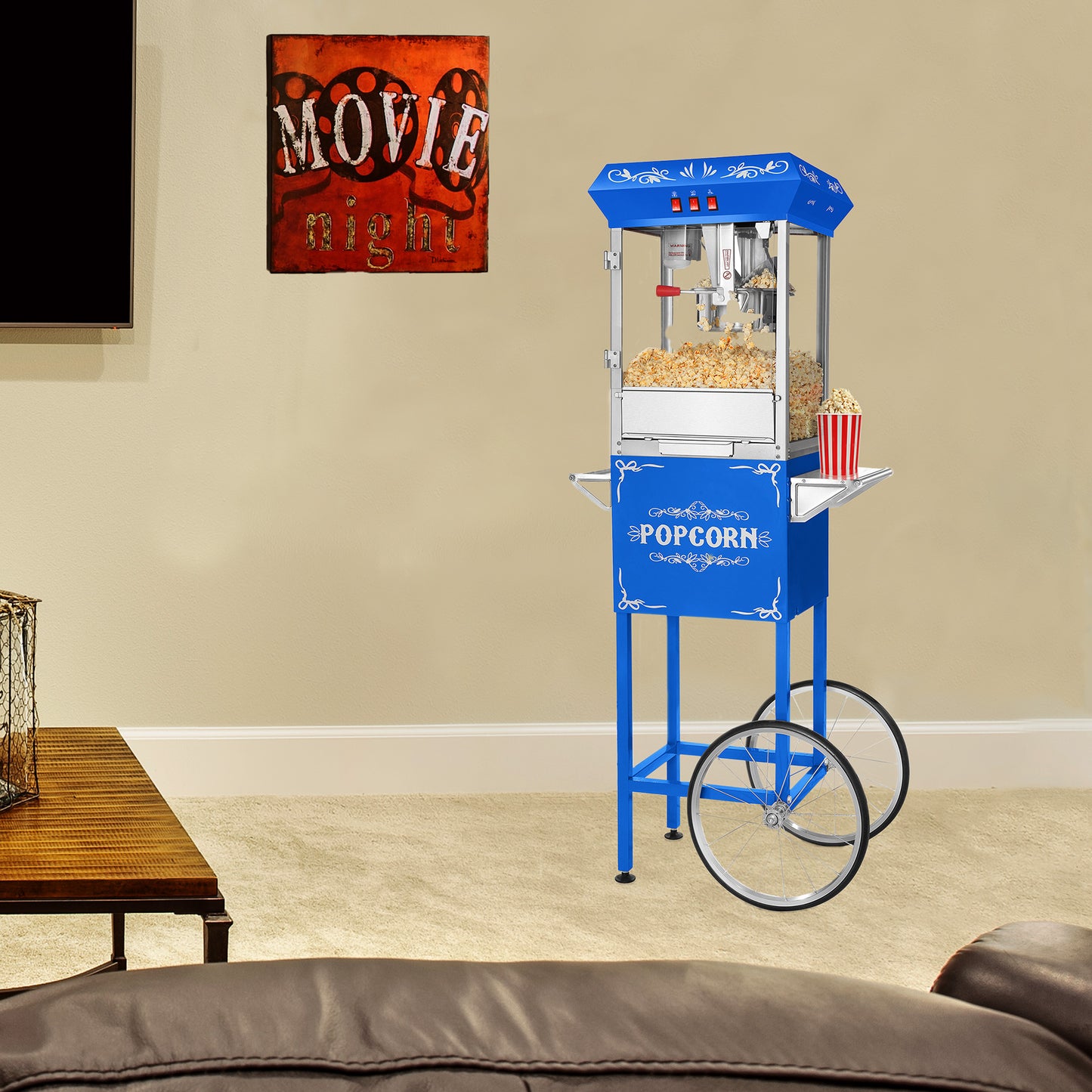 Great Northern Popcorn 8oz Popper with Cart, Blue