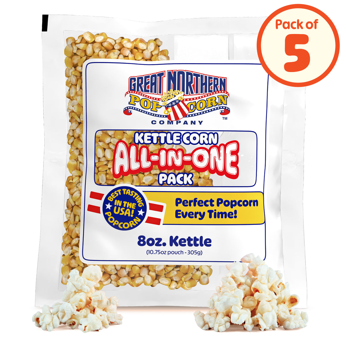 Great Northern Kettle Corn 8oz Size, 5 Kernel Pack Case