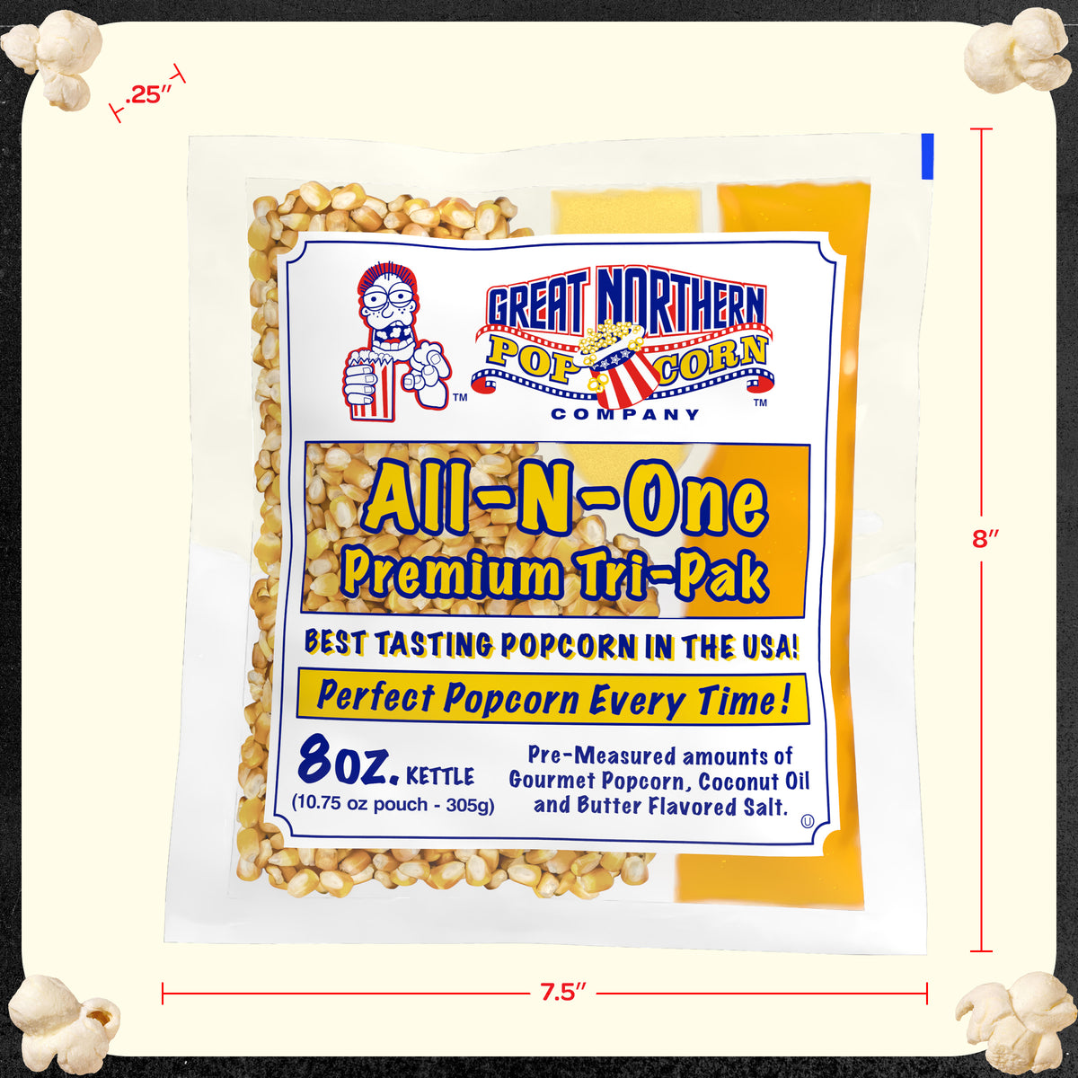 Great Northern Popcorn 8oz Size, 5 Kernel Pack Case