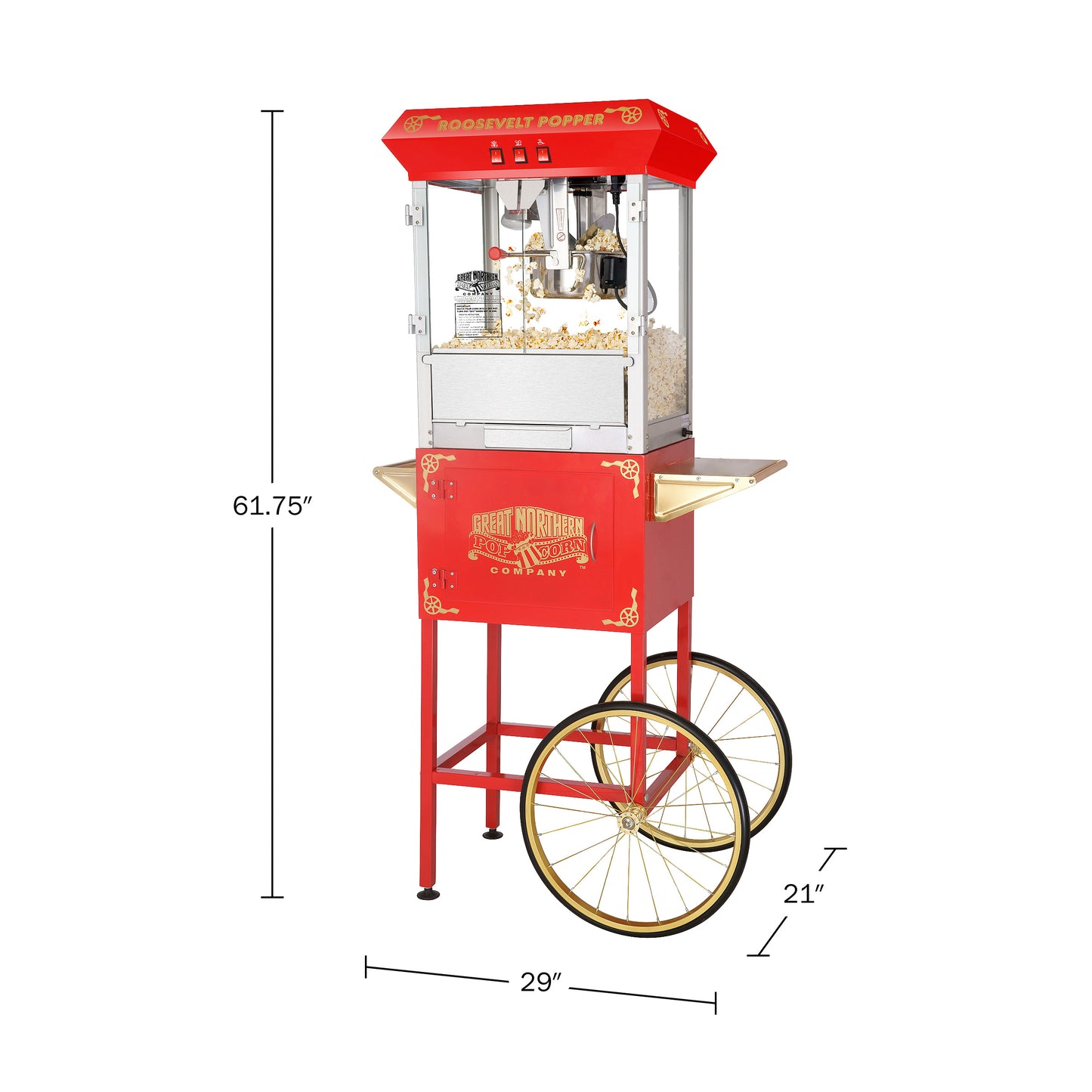 Great Northern Popcorn 8oz Popper with Cart, Red