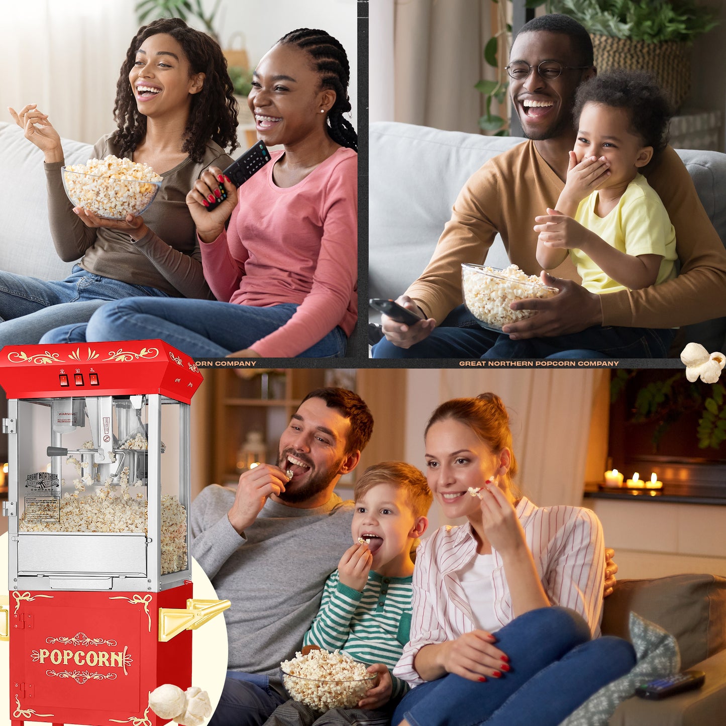 Great Northern Popcorn 8oz Popper with Cart, Red