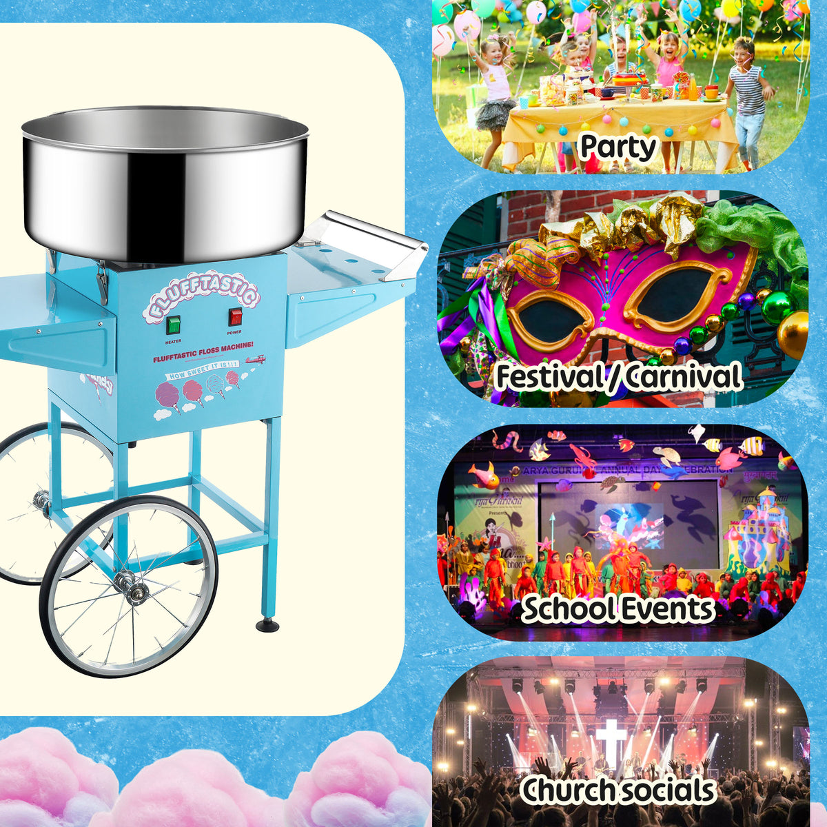 Great Northern Popcorn Cotton Candy Cart, Blue