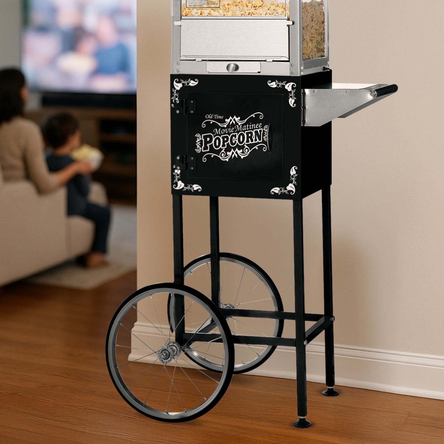 Great Northern Popcorn Matinee Rolling Cart, Black