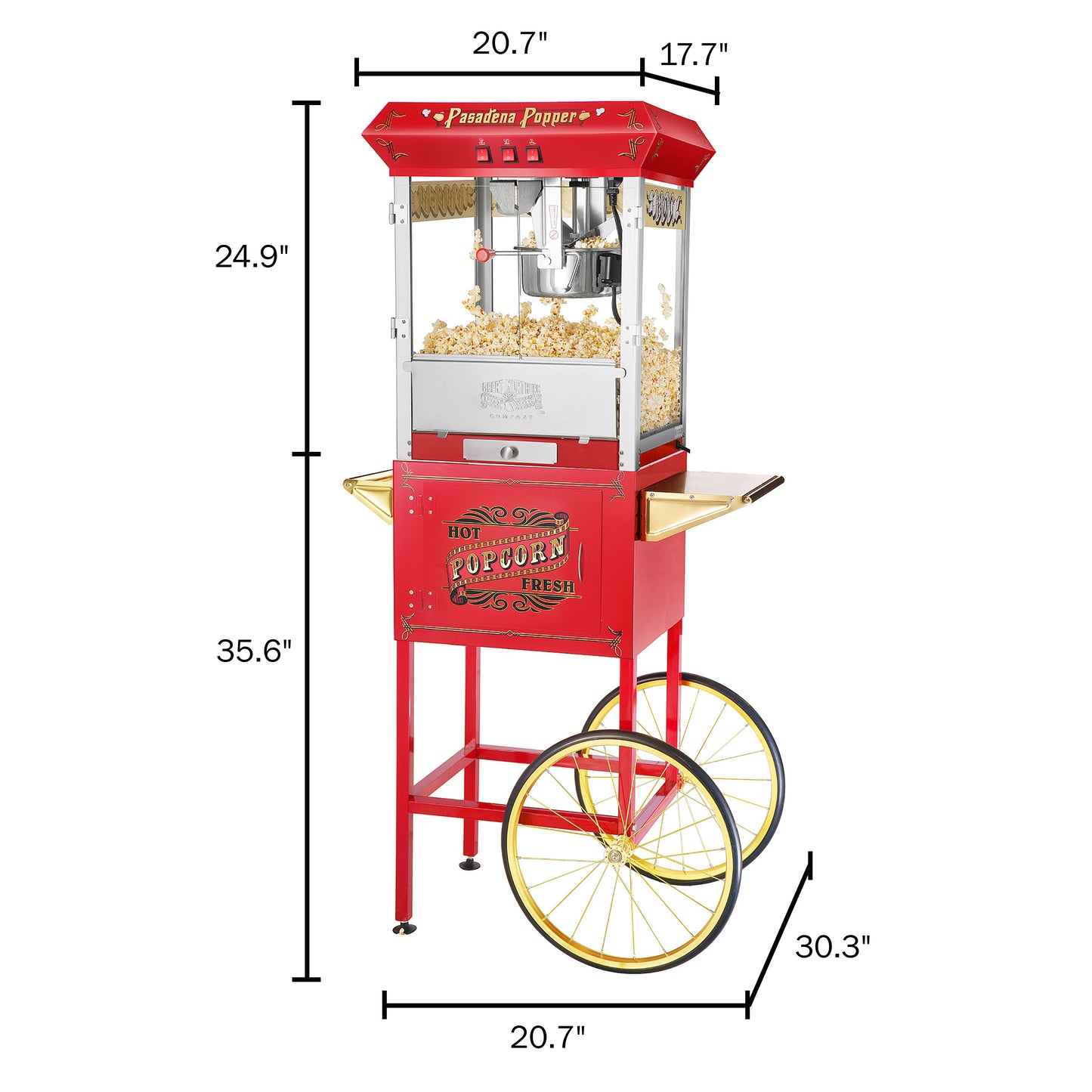 Great Northern Popcorn 8oz Popper with Cart, Red