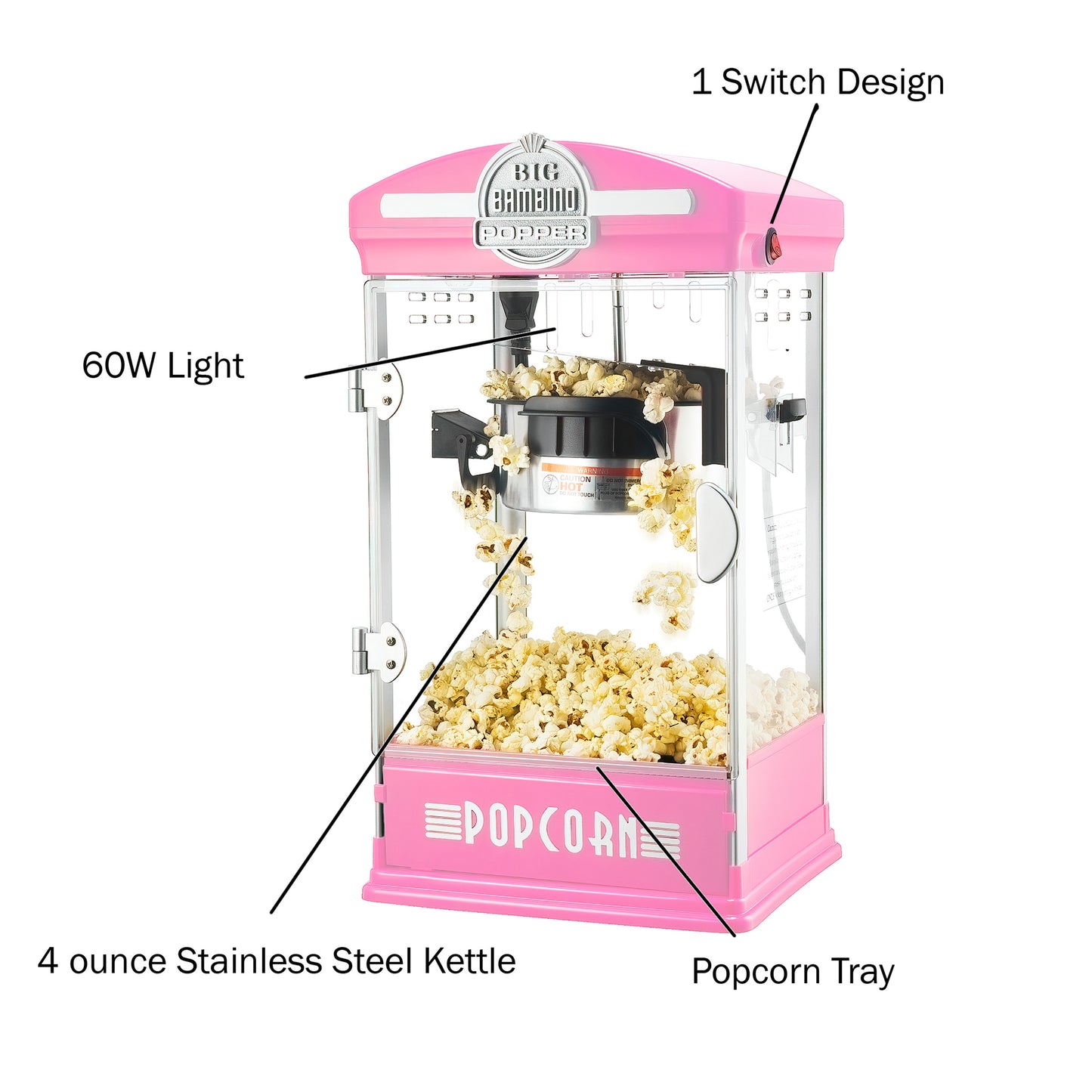 Great Northern Popcorn Big Bambino Machine, Pink