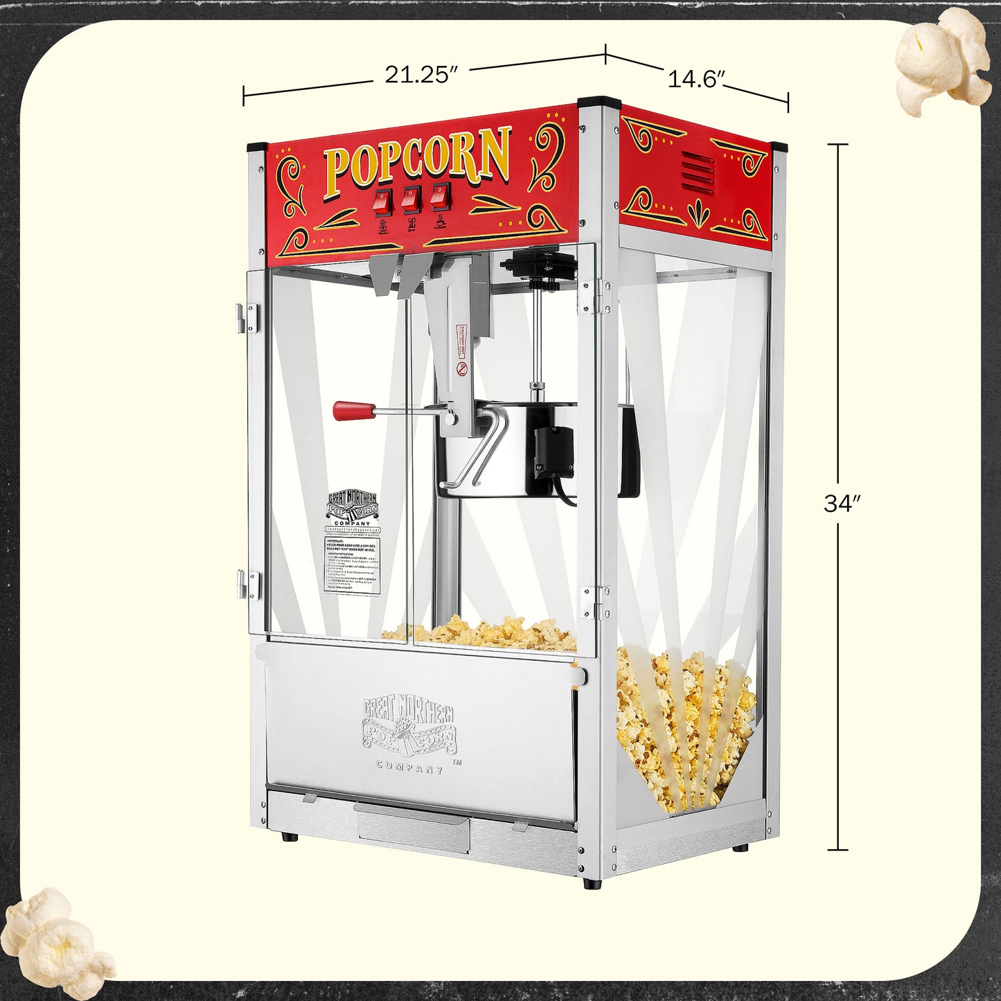 Great Northern Popcorn 16oz Countertop Popper, Red