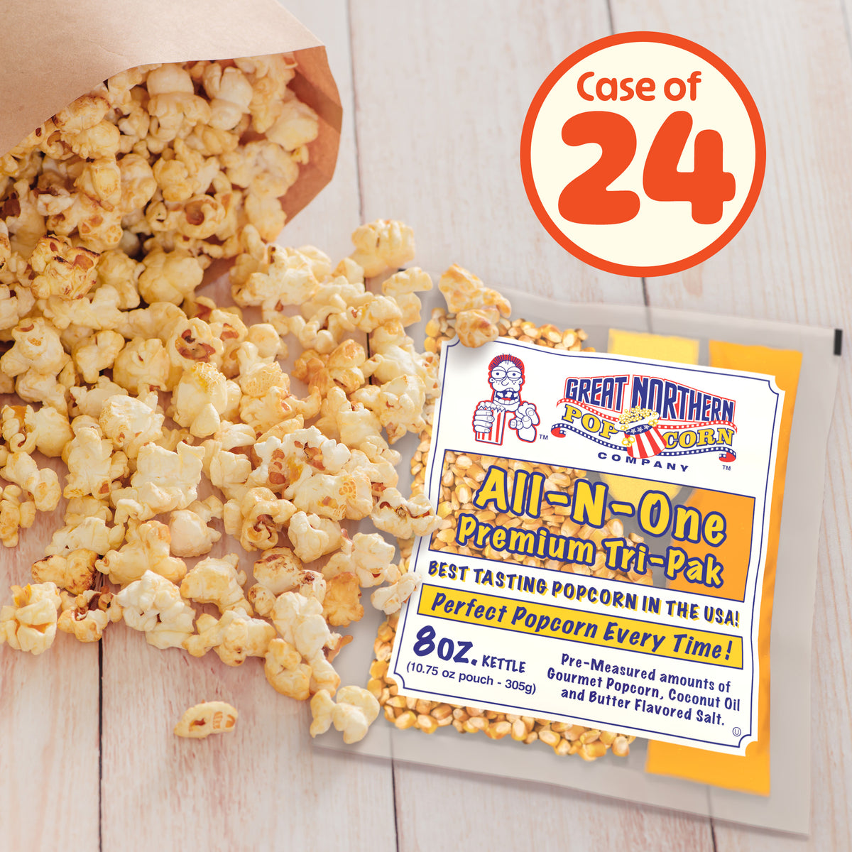 Great Northern Popcorn 8oz Size, 24 Kernel Pack Case