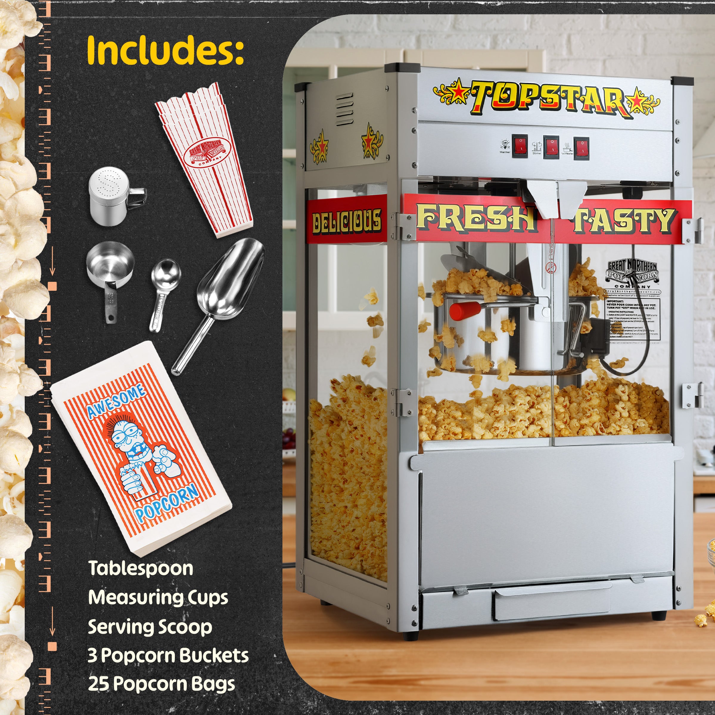 Great Northern Popcorn 12oz Popcorn Machine, Red