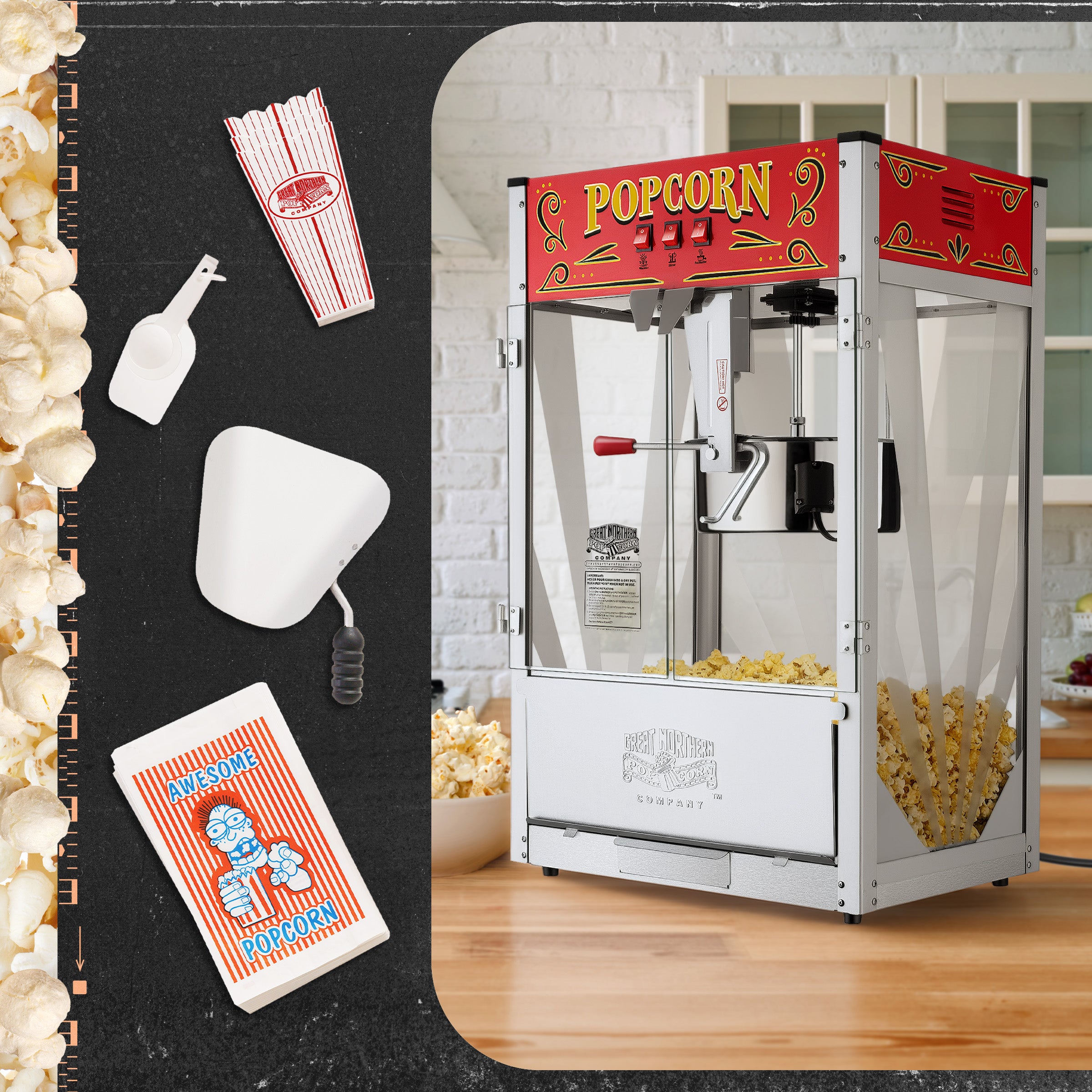 Great Northern ポップコーンマシン Great Northern Popcorn 16oz Countertop Popper, Red