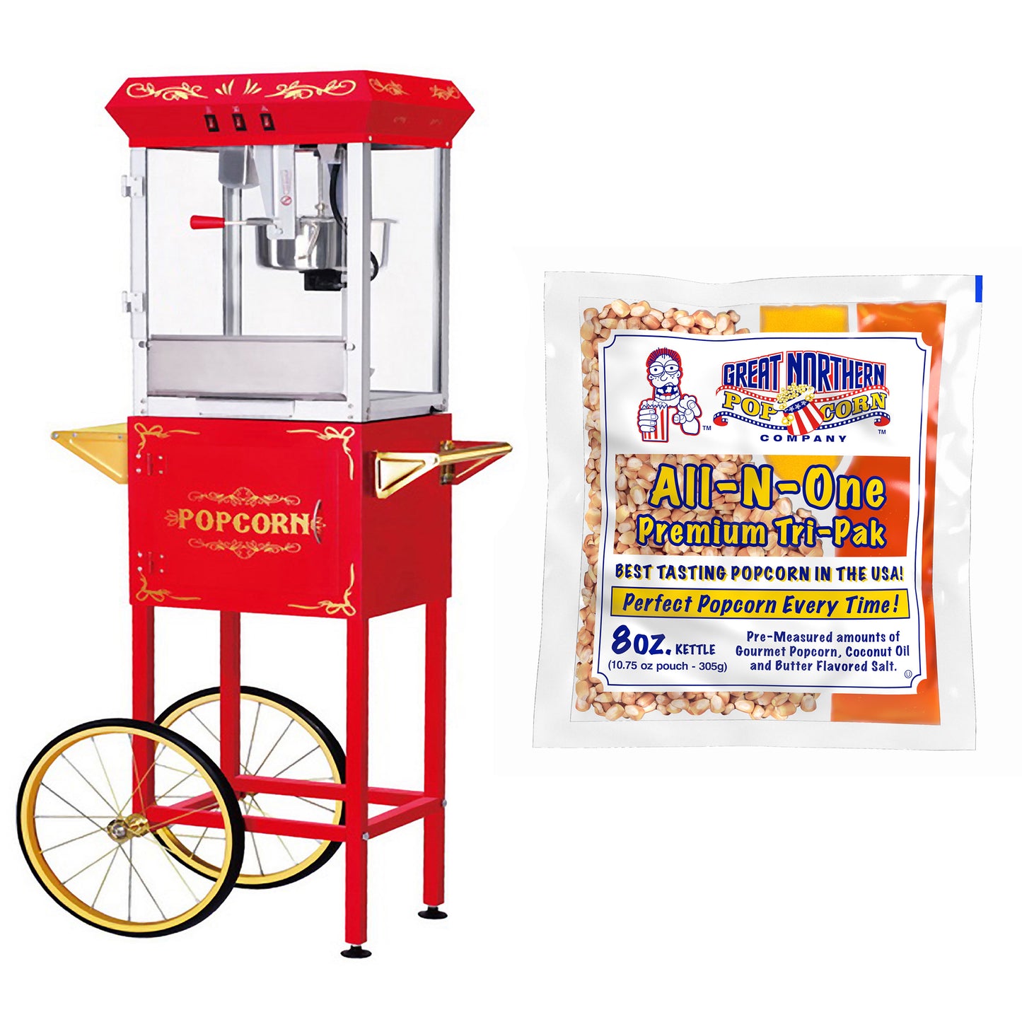 Great Northern Popcorn Machine, Cart and Popcorn