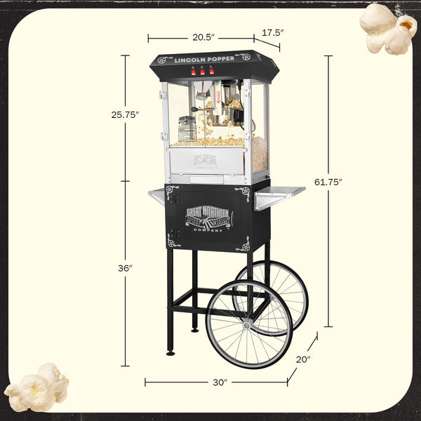 Great Northern Popcorn 8oz Popper with Cart, Black