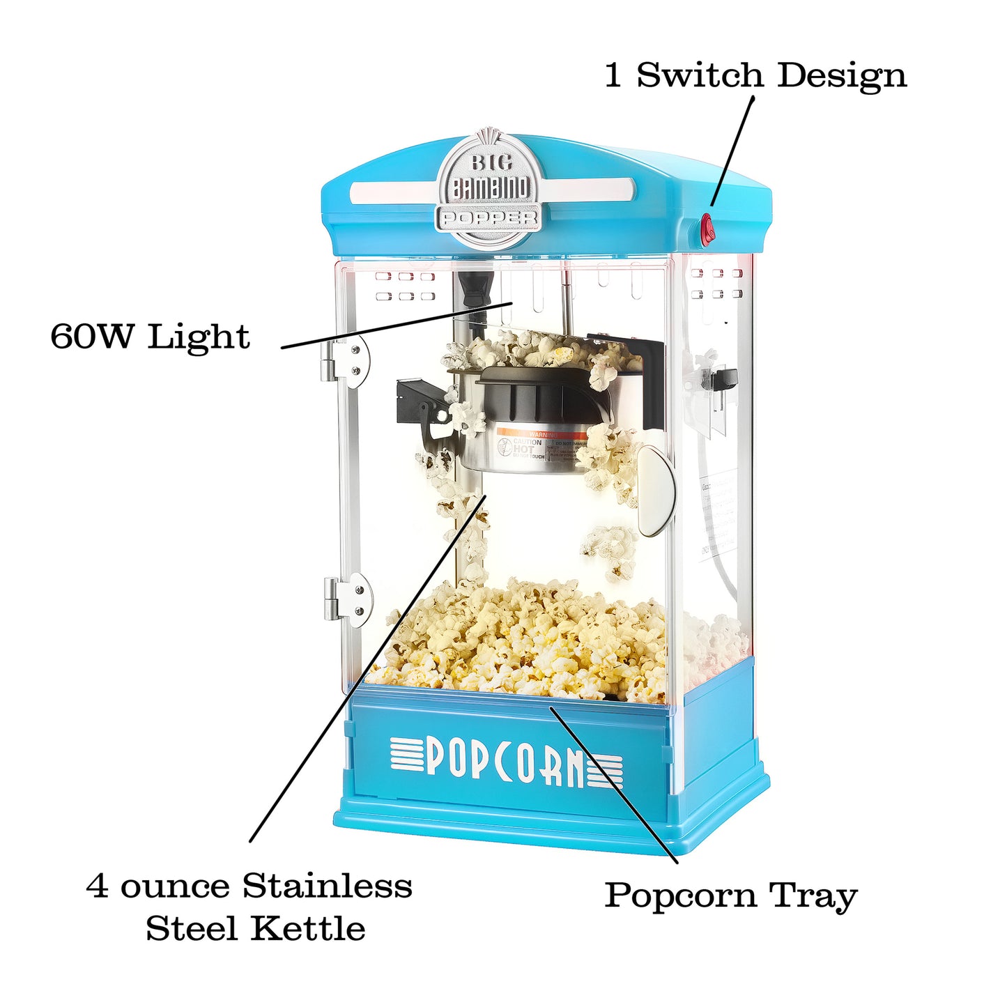 Great Northern Popcorn 4oz Popcorn Maker Set, Blue