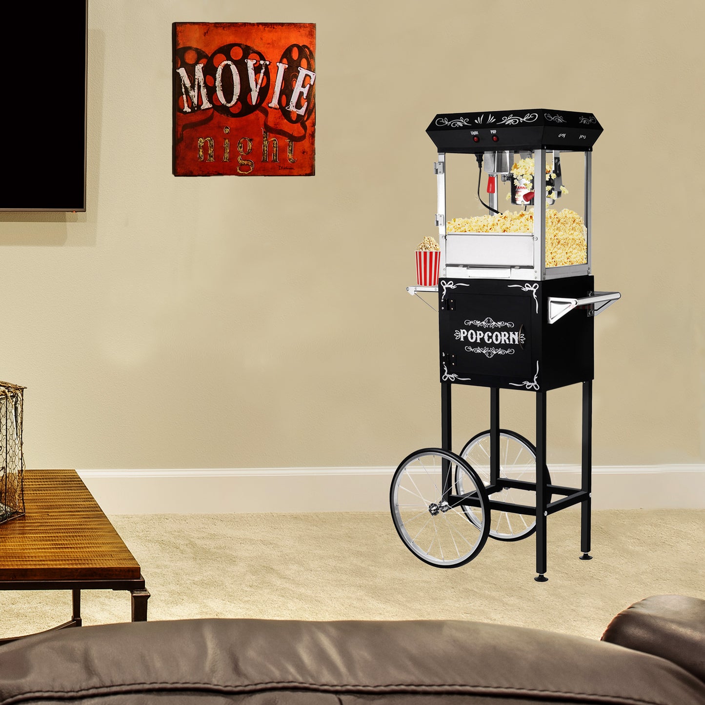 Great Northern Popcorn 6oz Popper with Cart, Black