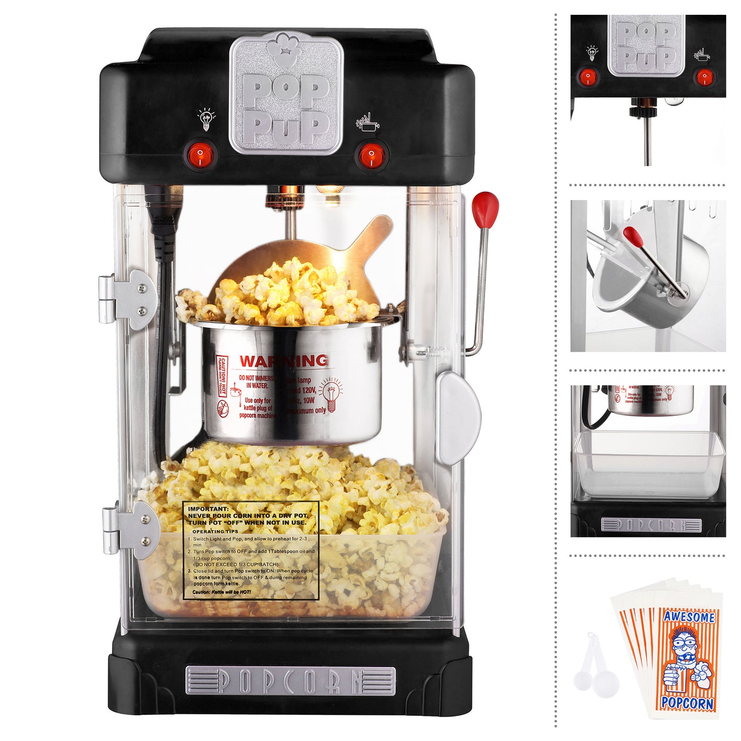 Great Northern Popcorn 2.5oz Pop Pup Popper, Black