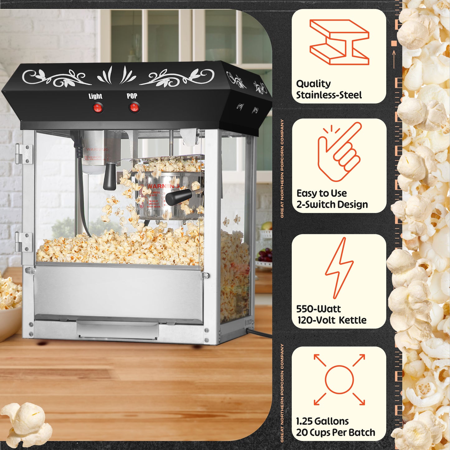 Great Northern Popcorn 4oz Countertop Popper, Black