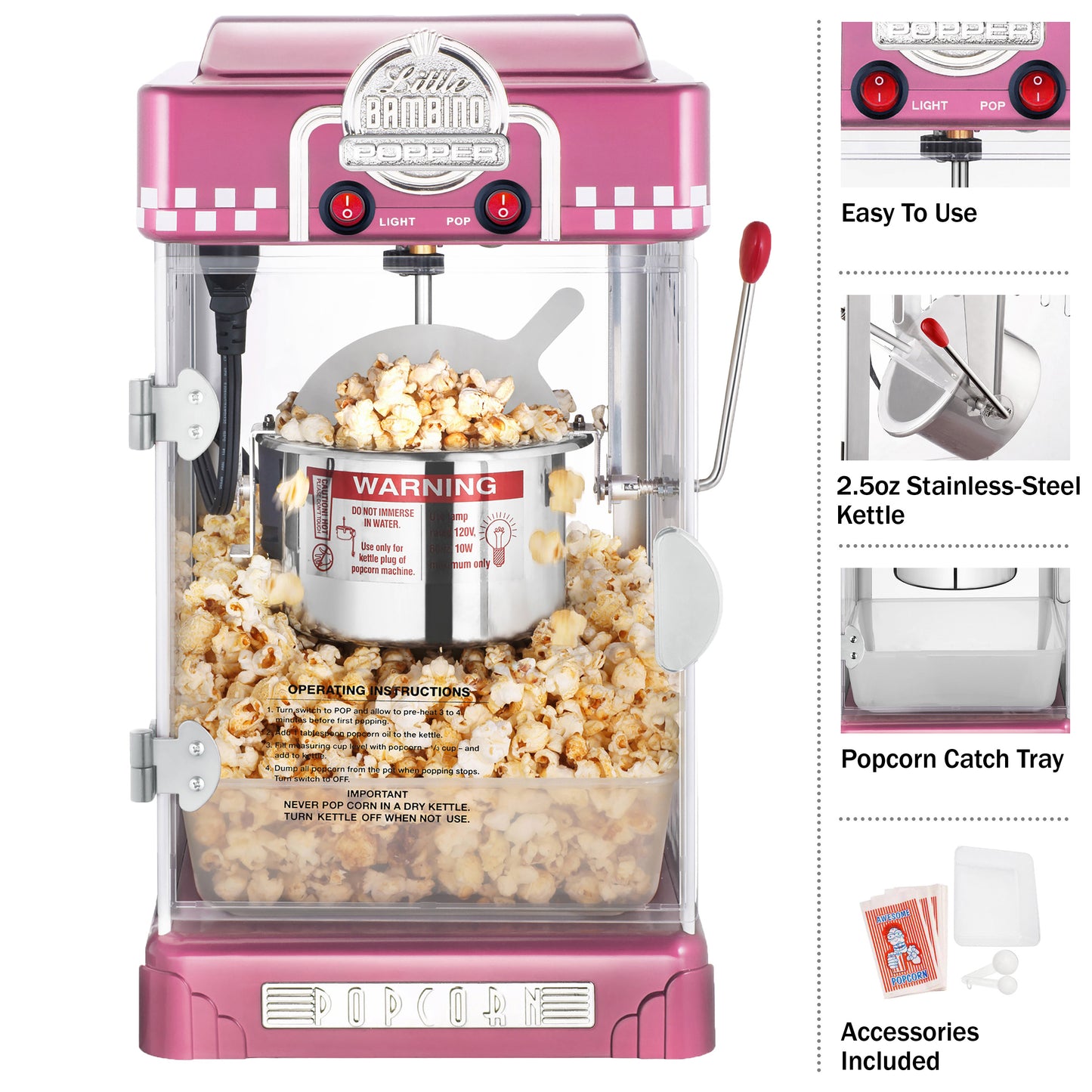 Great Northern Popcorn 2.5oz Popper, Pink