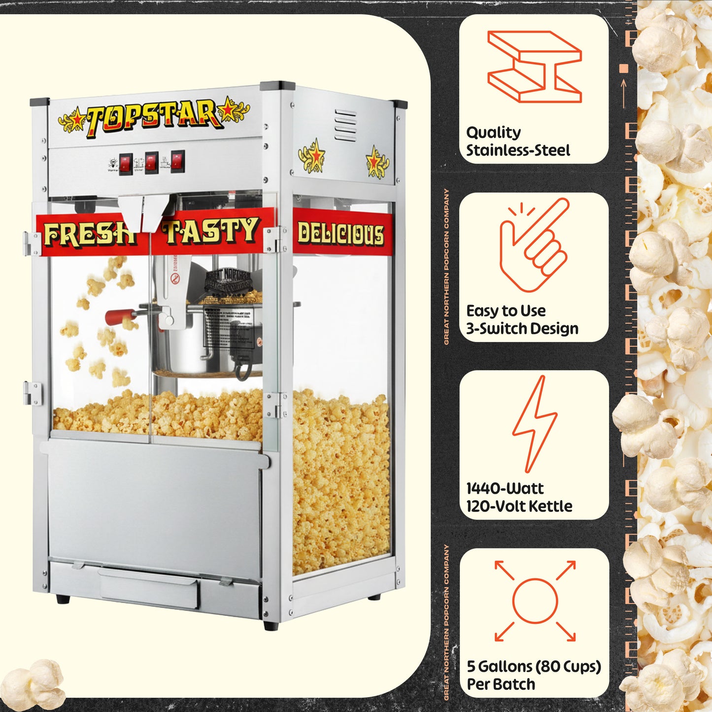 Great Northern Popcorn 12oz Popcorn Machine, Red