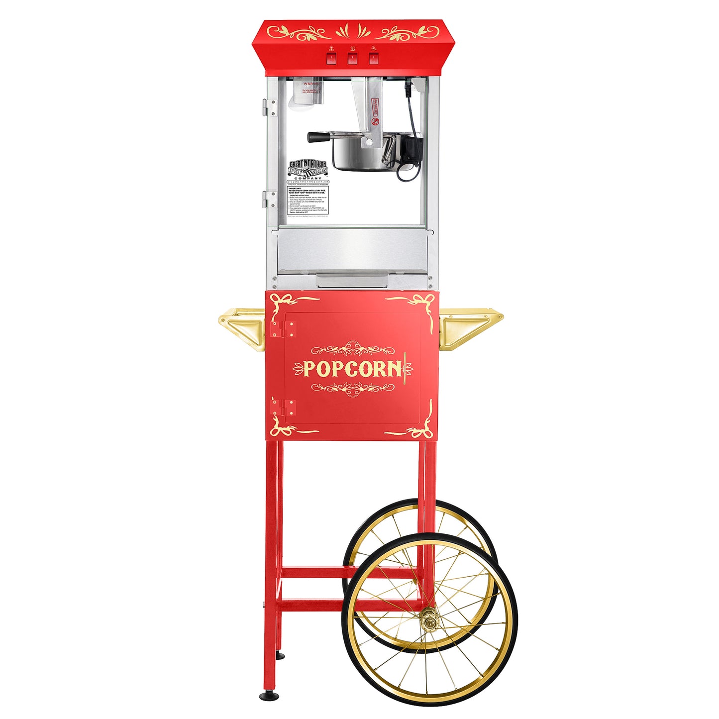 Great Northern Popcorn 8oz Popper with Cart, Red