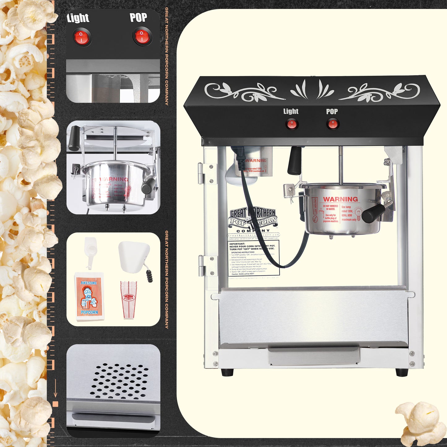 Great Northern Popcorn 4oz Countertop Popper, Black