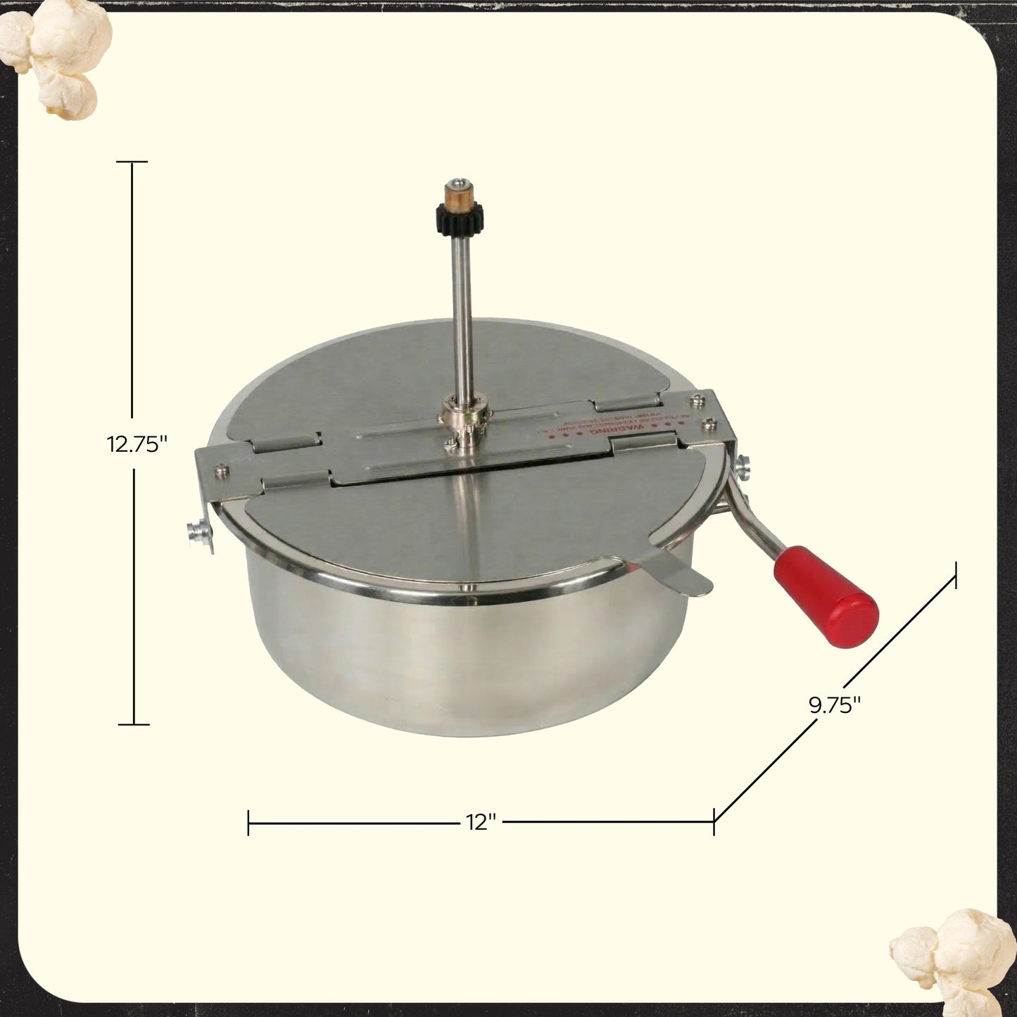 8-Ounce Replacement Kettle for Popcorn Machine - 750W Kettle Popper with Lid, Stirrer, Gear Shaft, and 3-Prong Plug by Great Northern Popcorn