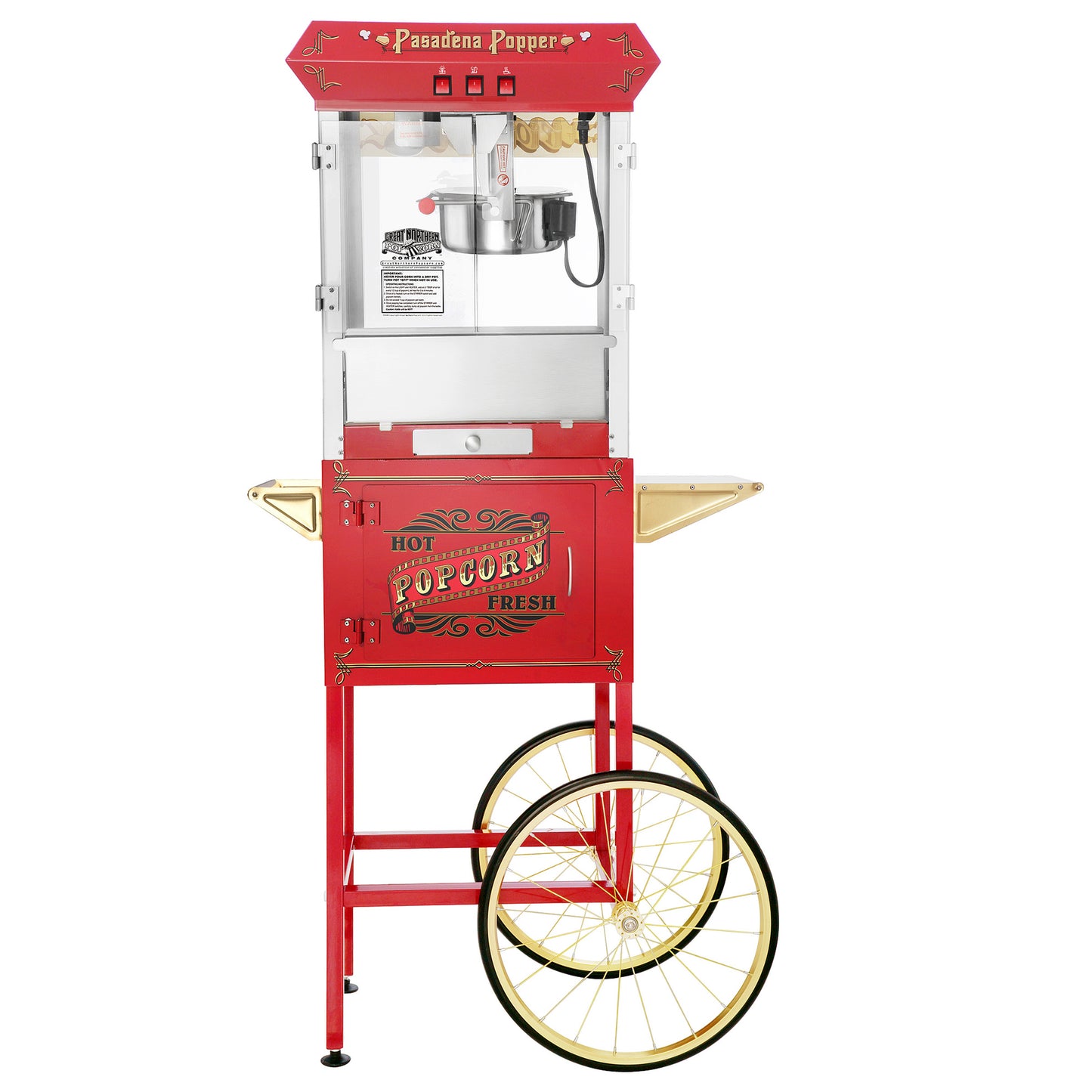 Great Northern Popcorn 8oz Popper with Cart, Red