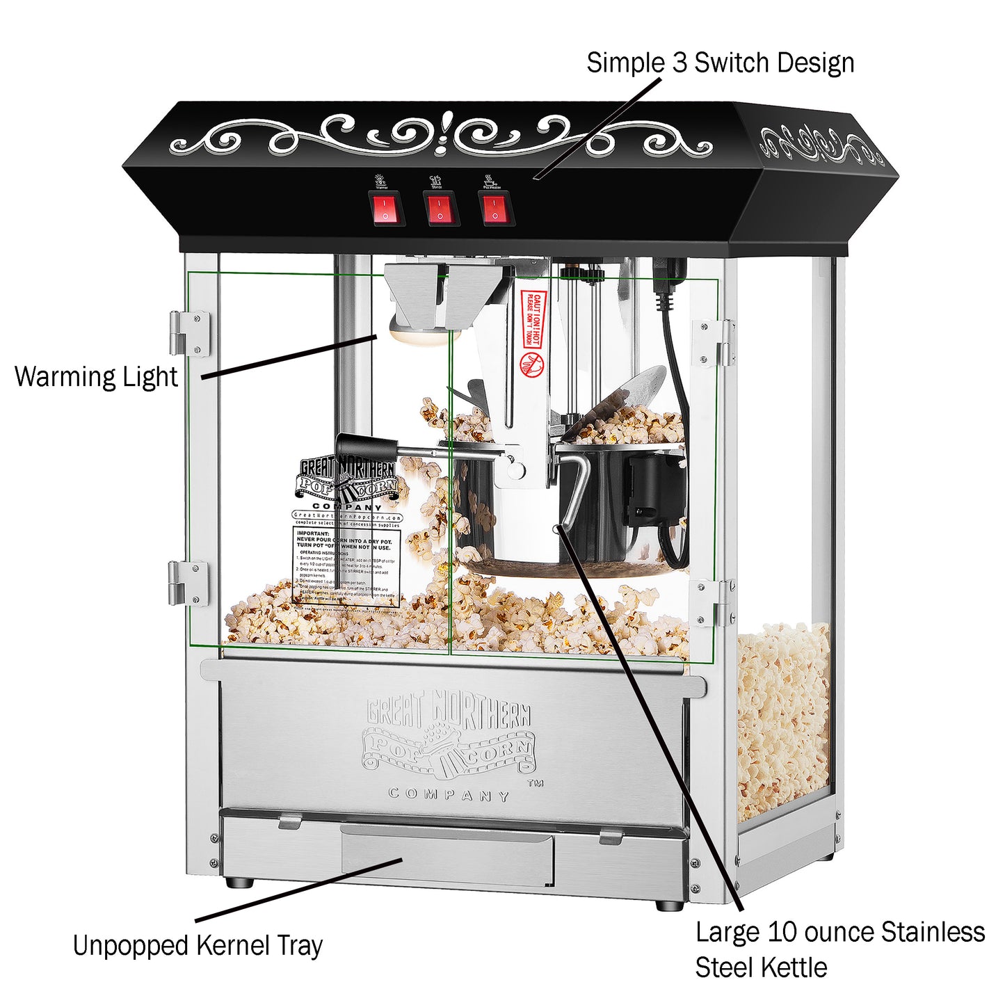 Great Northern Popcorn 10oz Popcorn Machine, Black