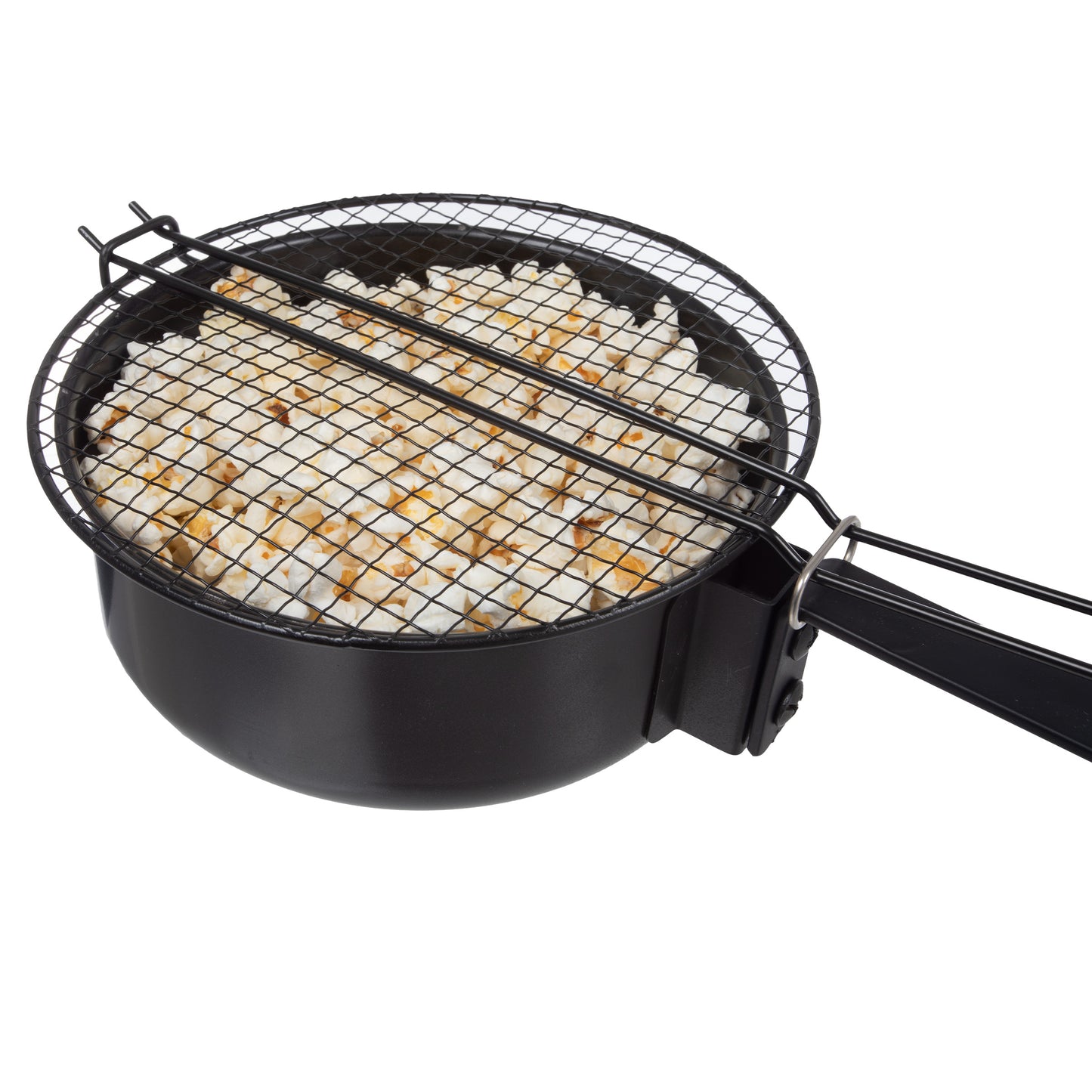 Metal Pot Campfire Popcorn Popper - Black
