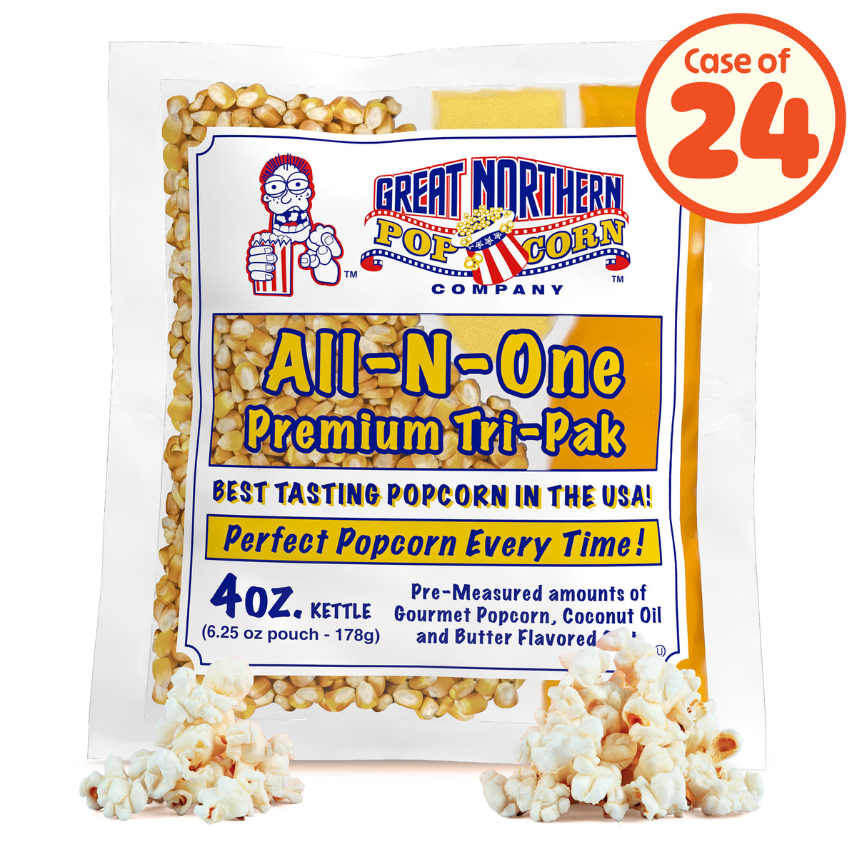 Great Northern Popcorn 4oz Size, 24 Kernel Pack Case