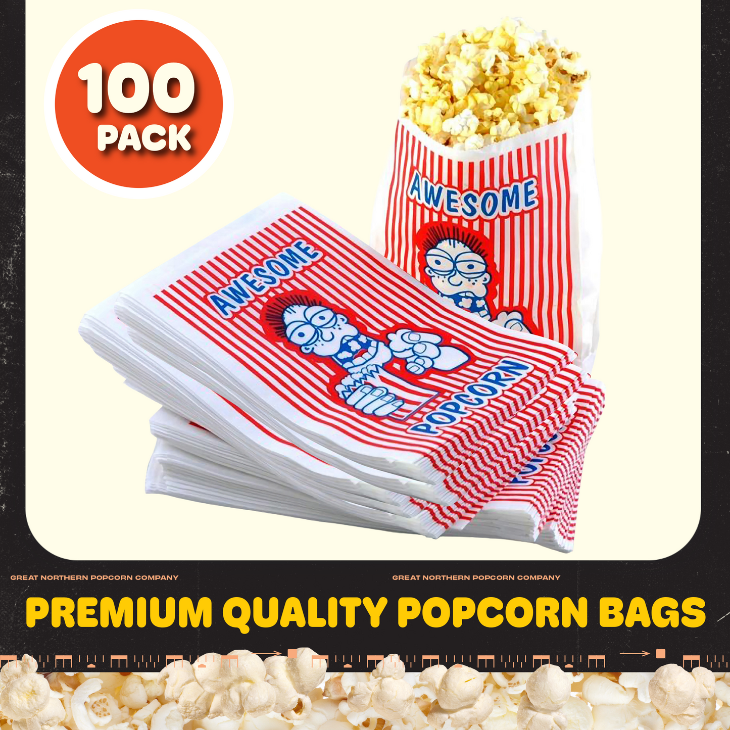 Great Northern Popcorn 2oz Serving Bags, 100 Count
