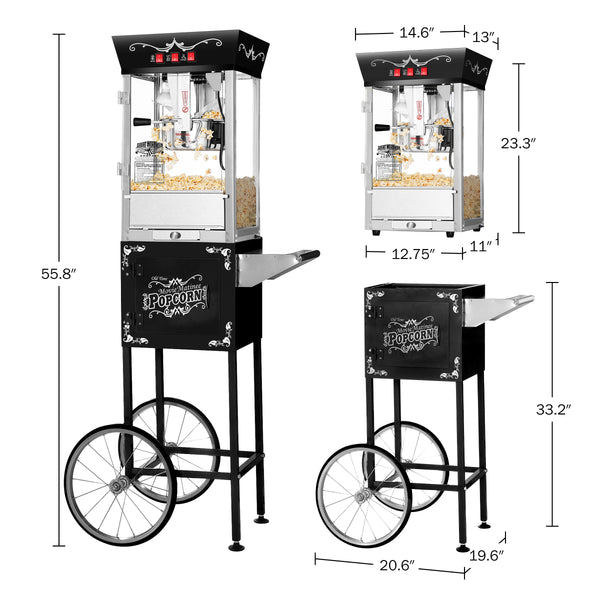 Great Northern Popcorn 8oz Popper with Cart, Black