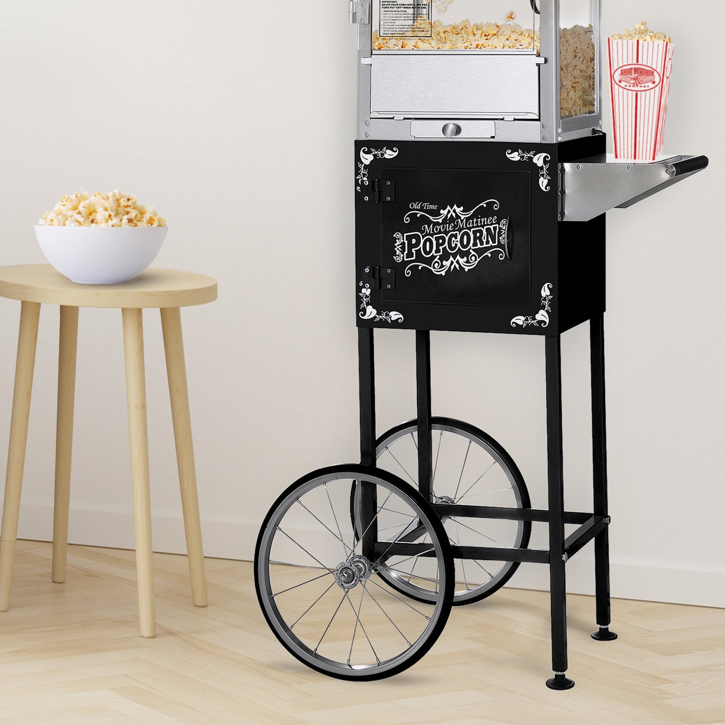 Great Northern Popcorn Matinee Rolling Cart, Black