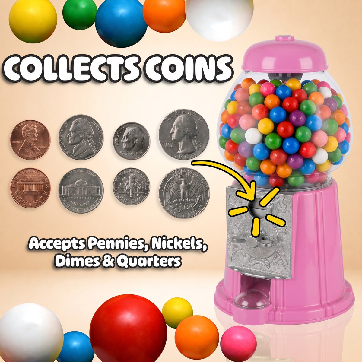 Great Northern Popcorn 15in Gumball Machine, Pink