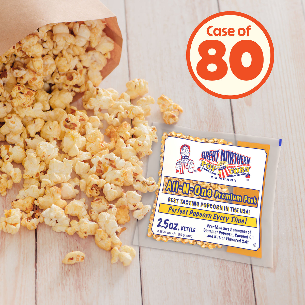 Great Northern Popcorn 2.5oz Size, 80 Kernel Pack Case