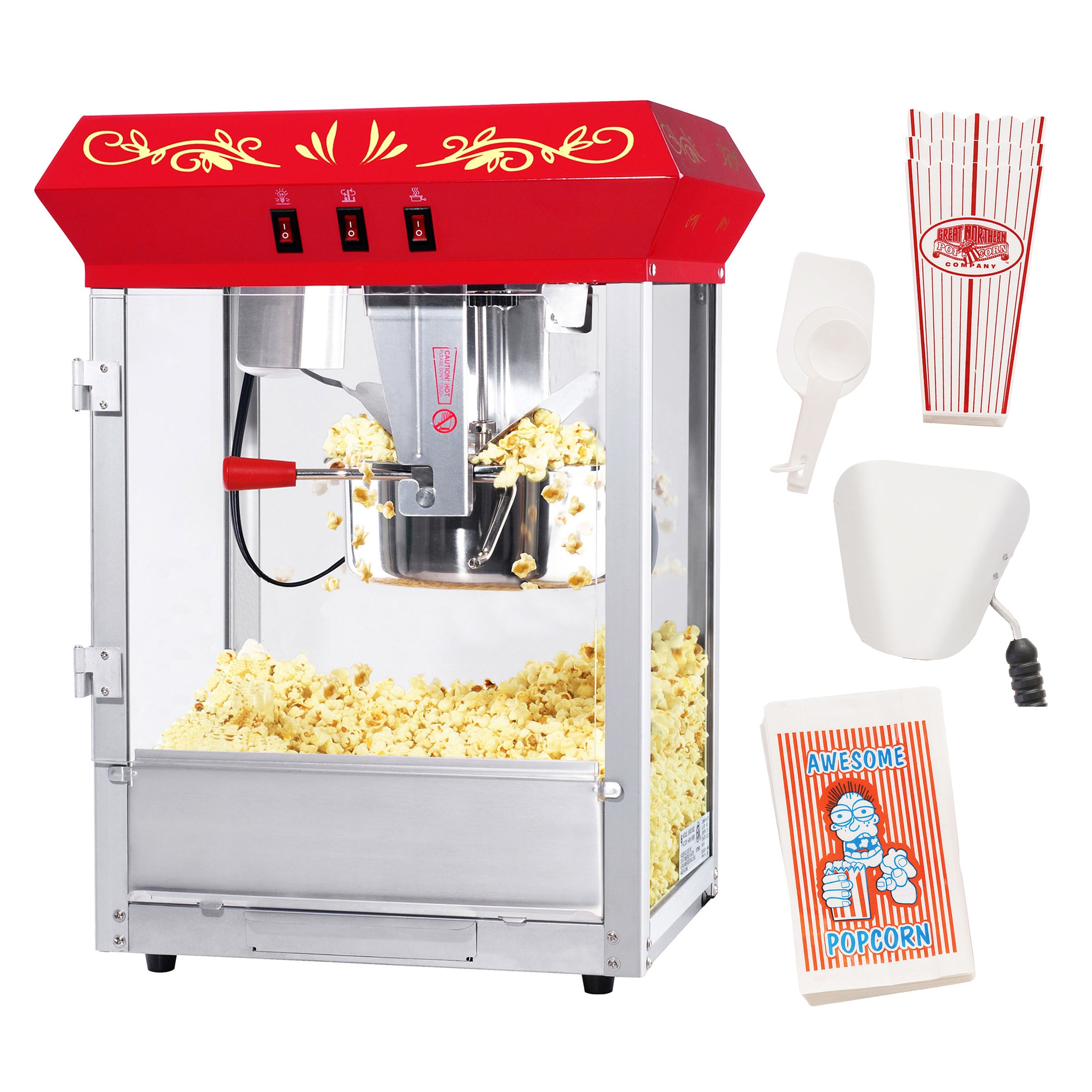 Great Northern Popcorn 8oz Foundation Popper, Red