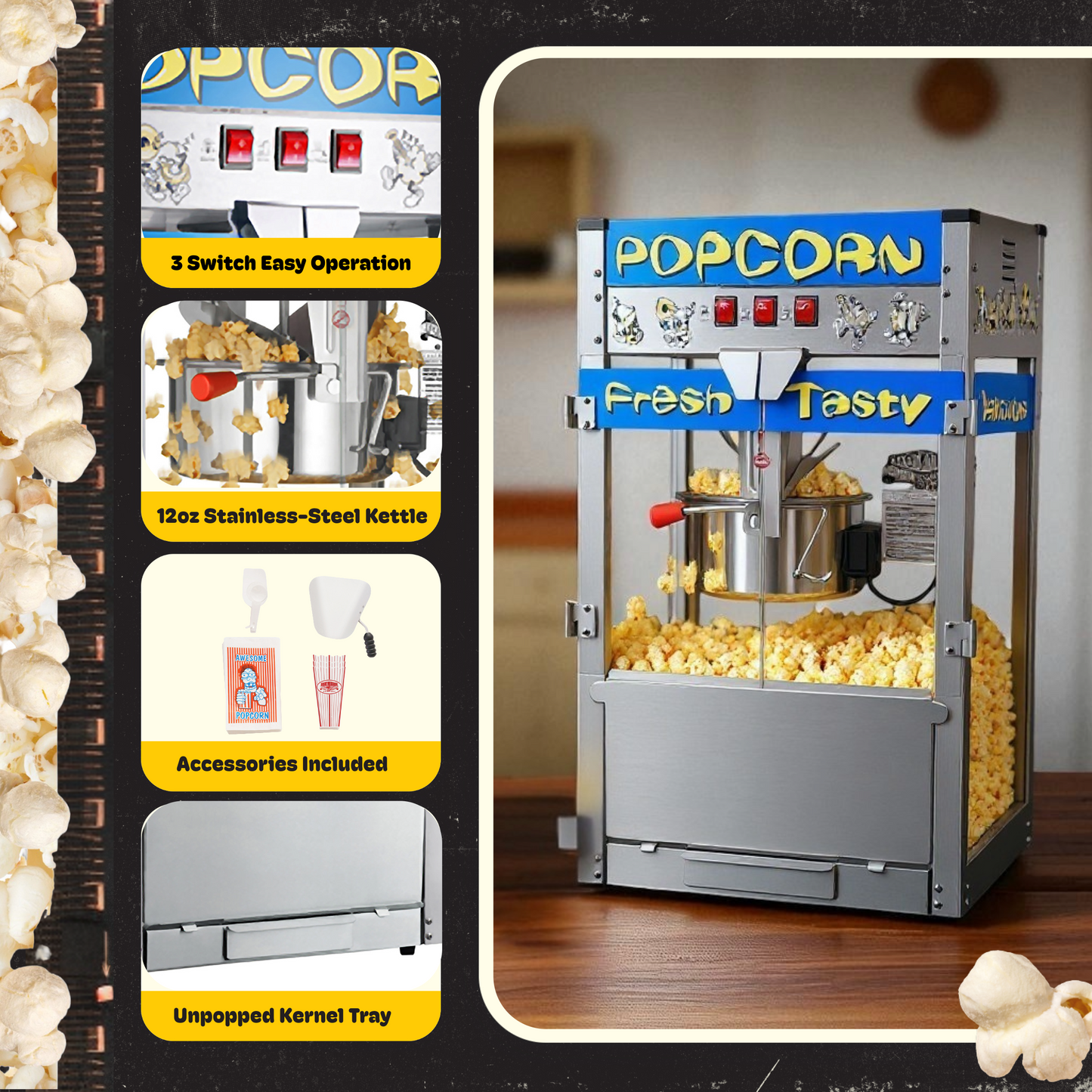 Great Northern Popcorn 12oz Popcorn Machine, Blue