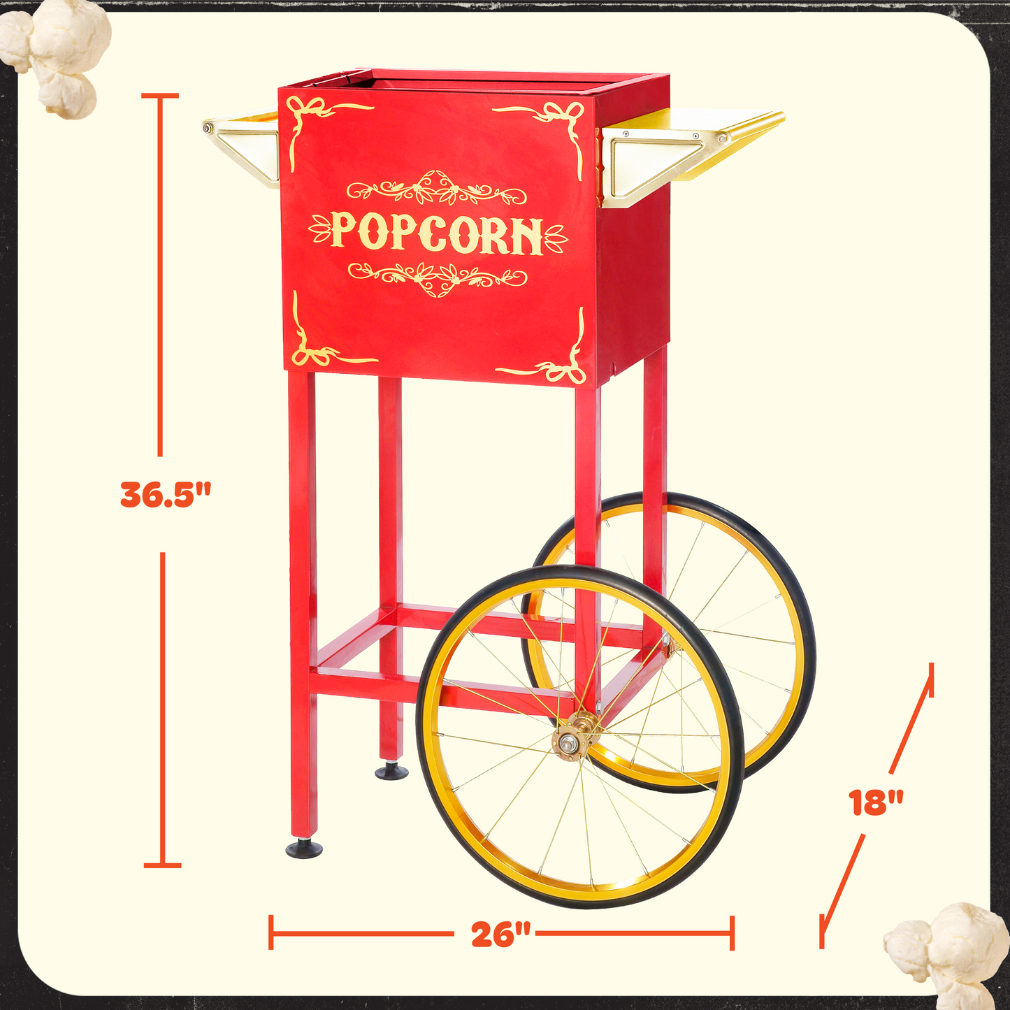 Great Northern Popcorn 4-8oz Rolling Cart, Red
