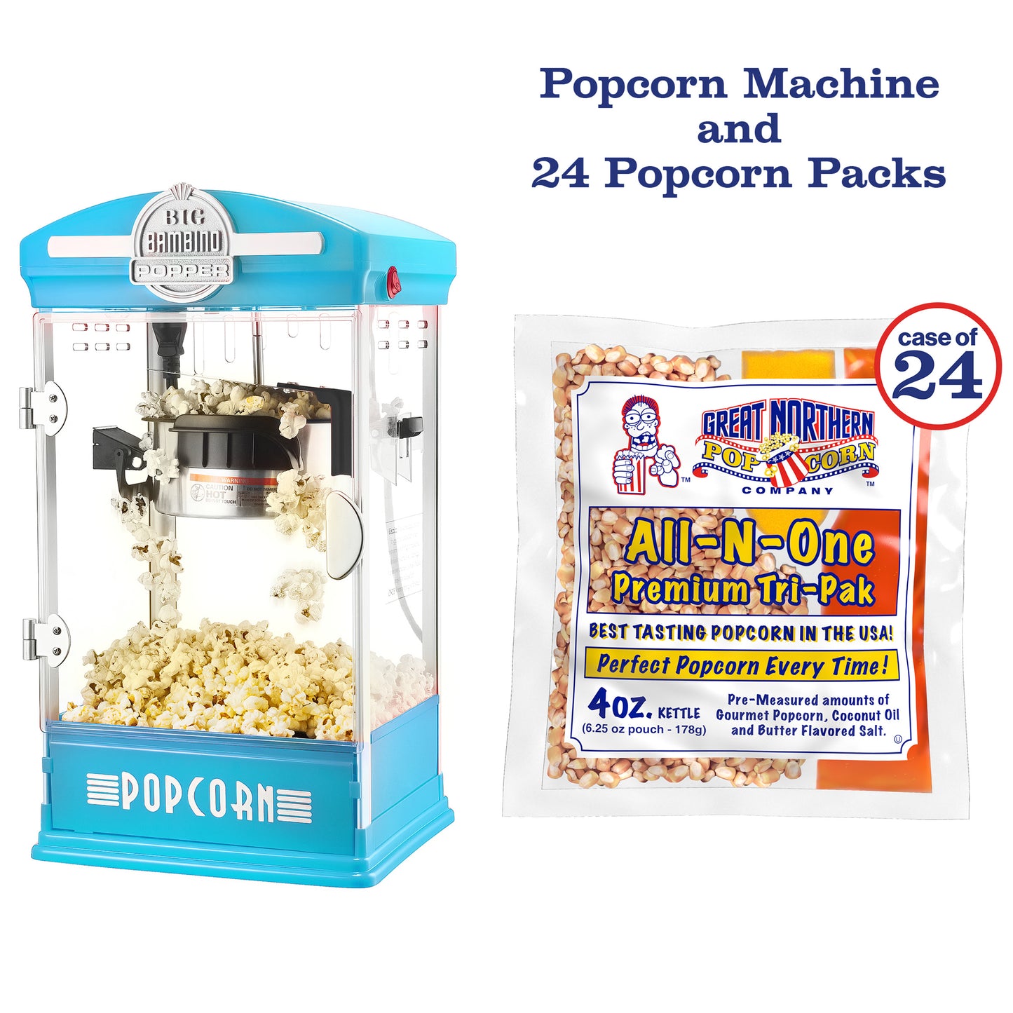 Great Northern Popcorn 4oz Popcorn Maker Set, Blue