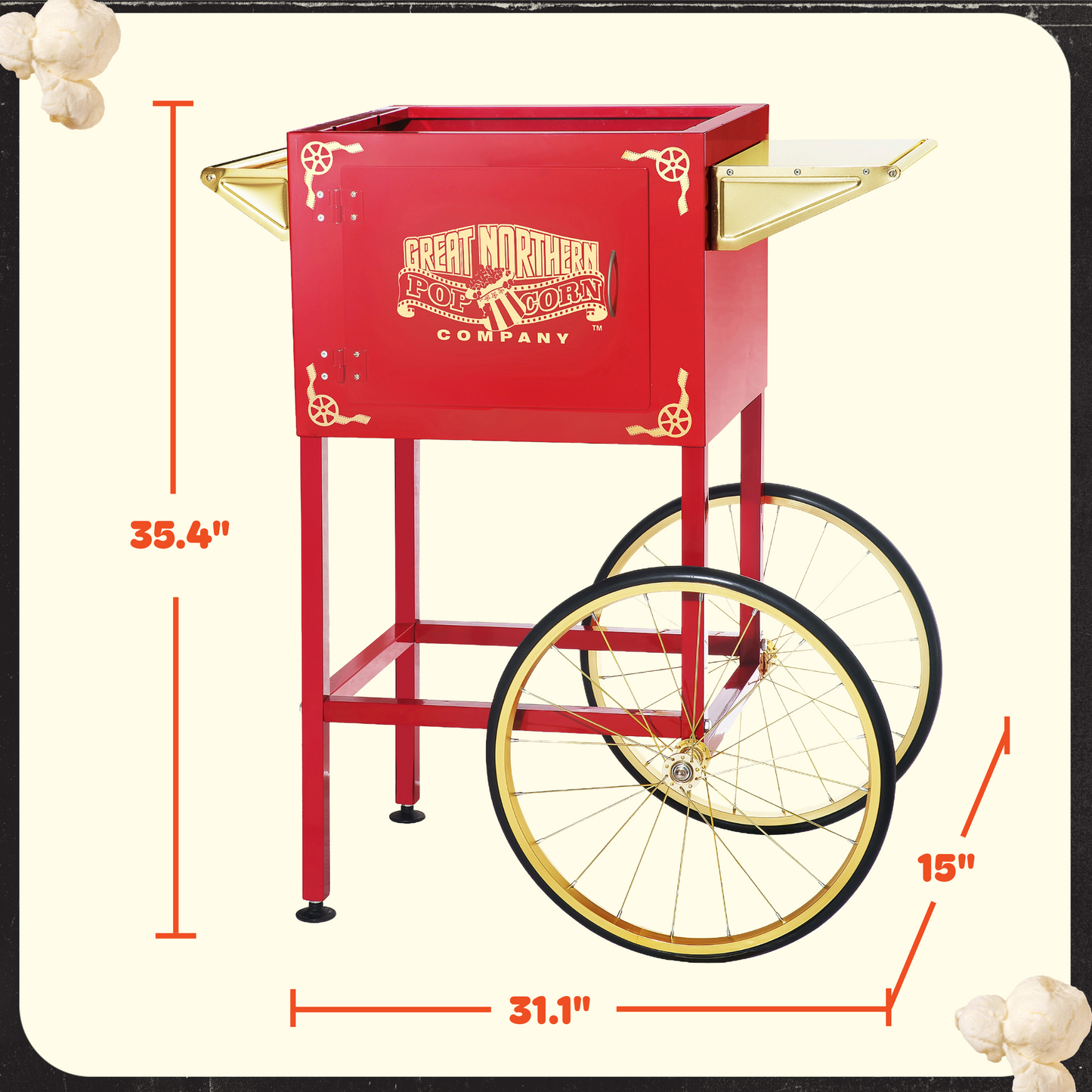 Great Northern Popcorn 8oz Rolling Cart, Red