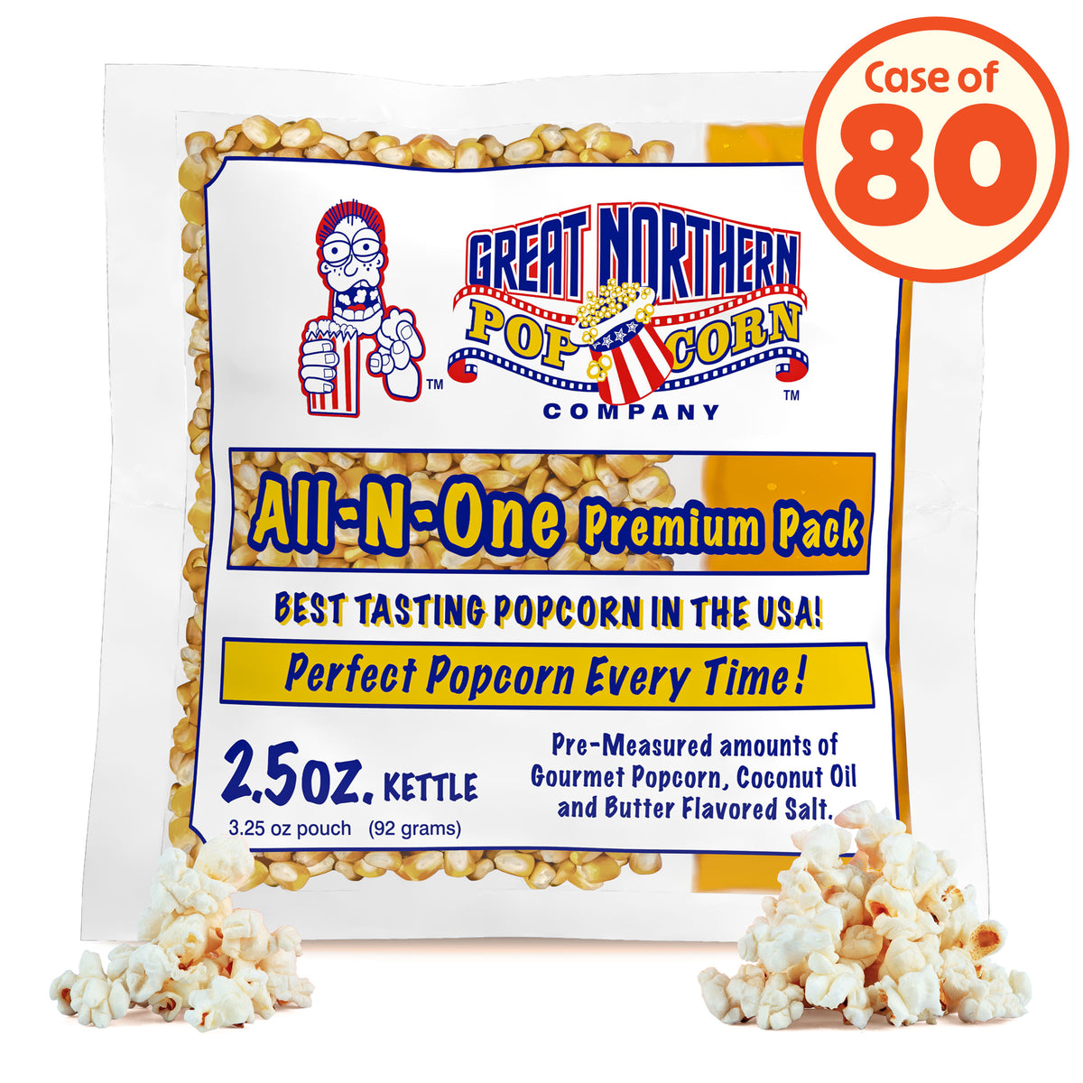 Great Northern Popcorn 2.5oz Size, 80 Kernel Pack Case