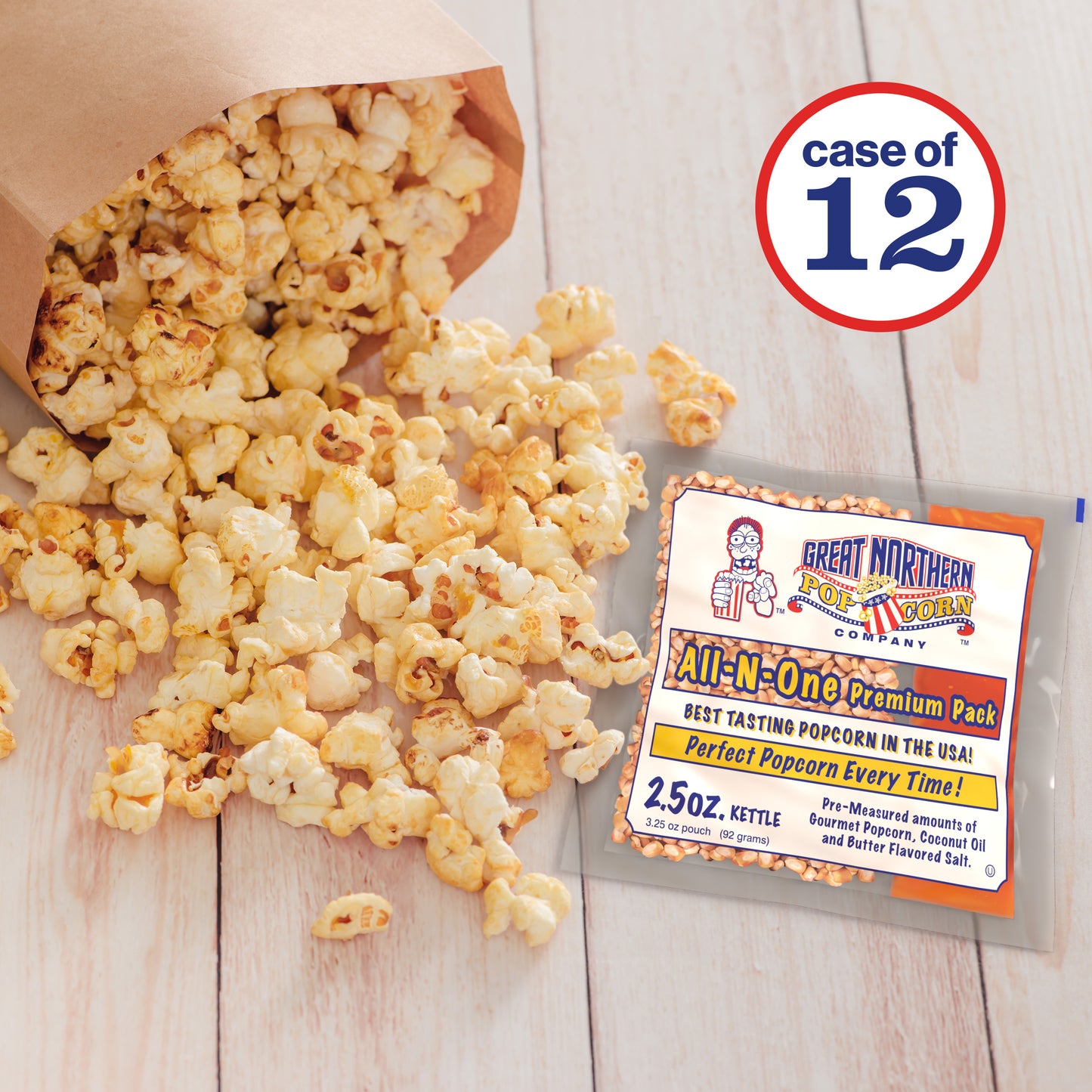 2.5 Ounce Popcorn, Salt and Oil All-in-One Packets - Case of 12