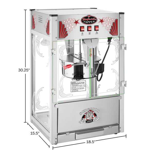 Majestic Countertop Popcorn Machine with 16 Ounce Kettle- Silver
