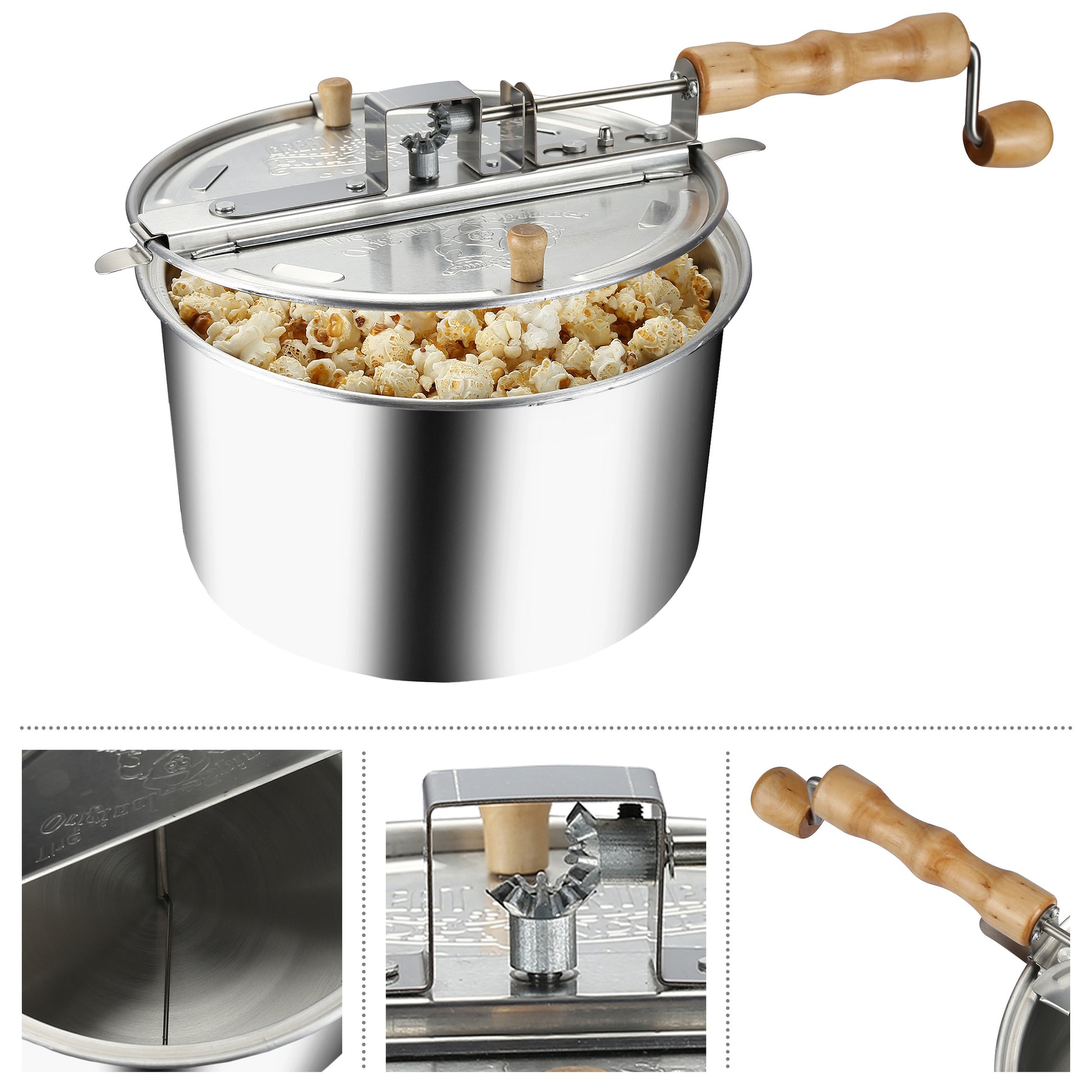 GREAT NORTHERN 6250 Great Northern Popcorn Original Spinner Stovetop 6-1/2  Quart Popcorn Popper (444318EZZ)