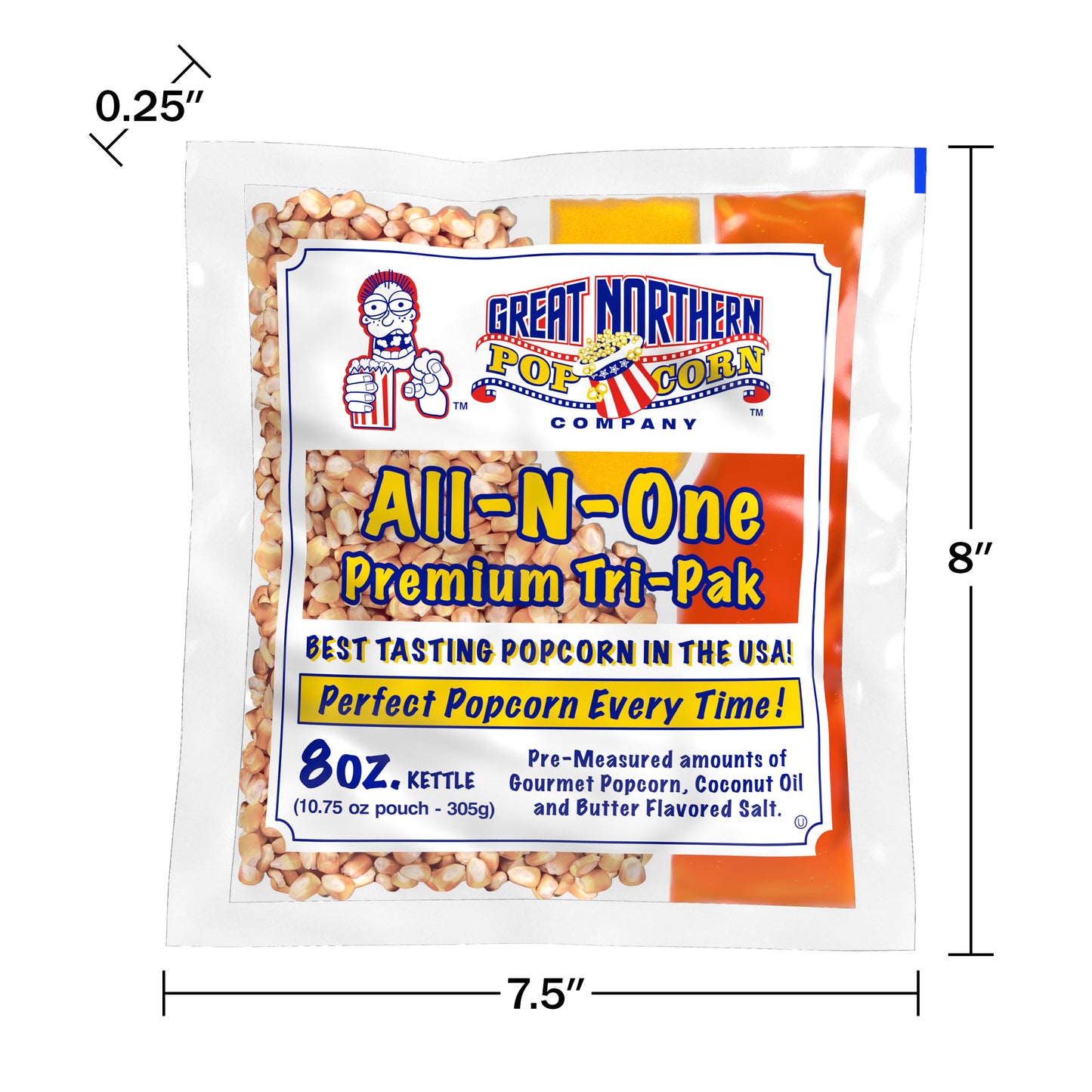 8 Ounce Popcorn, Salt and Oil All-in-One Packets - Case of 40