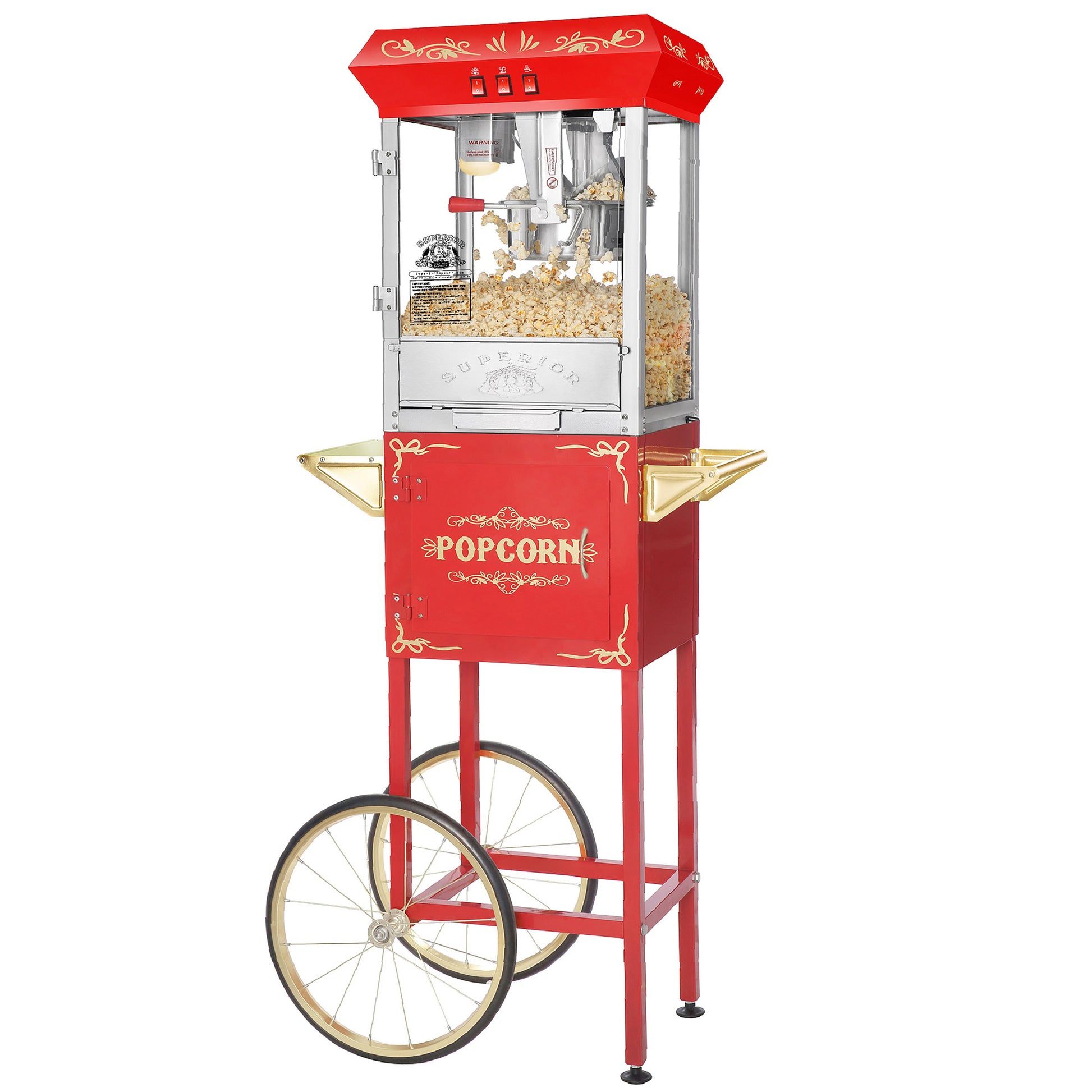 Olde Midway Movie Theater-Style Countertop Popcorn Machine Popper with 8 oz Kettle, Red