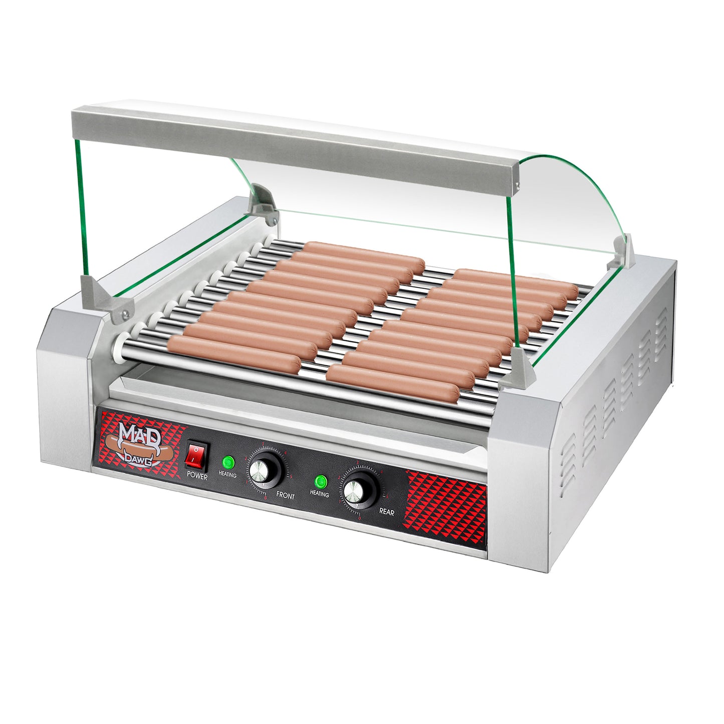 30 Hot Dog 11 Roller Hot Dog Machine with Tempered Glass Cover