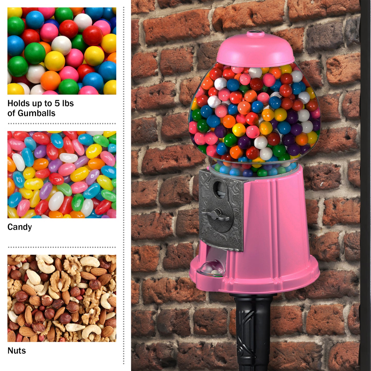 15" Gumball Machine with Stand and Coin Bank - Pink