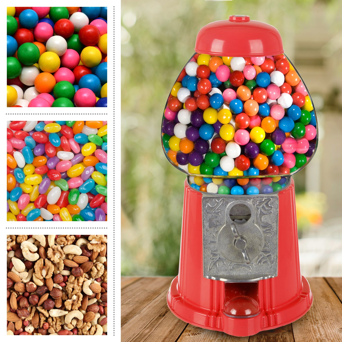 15" Gumball Machine with Coin Bank - Red