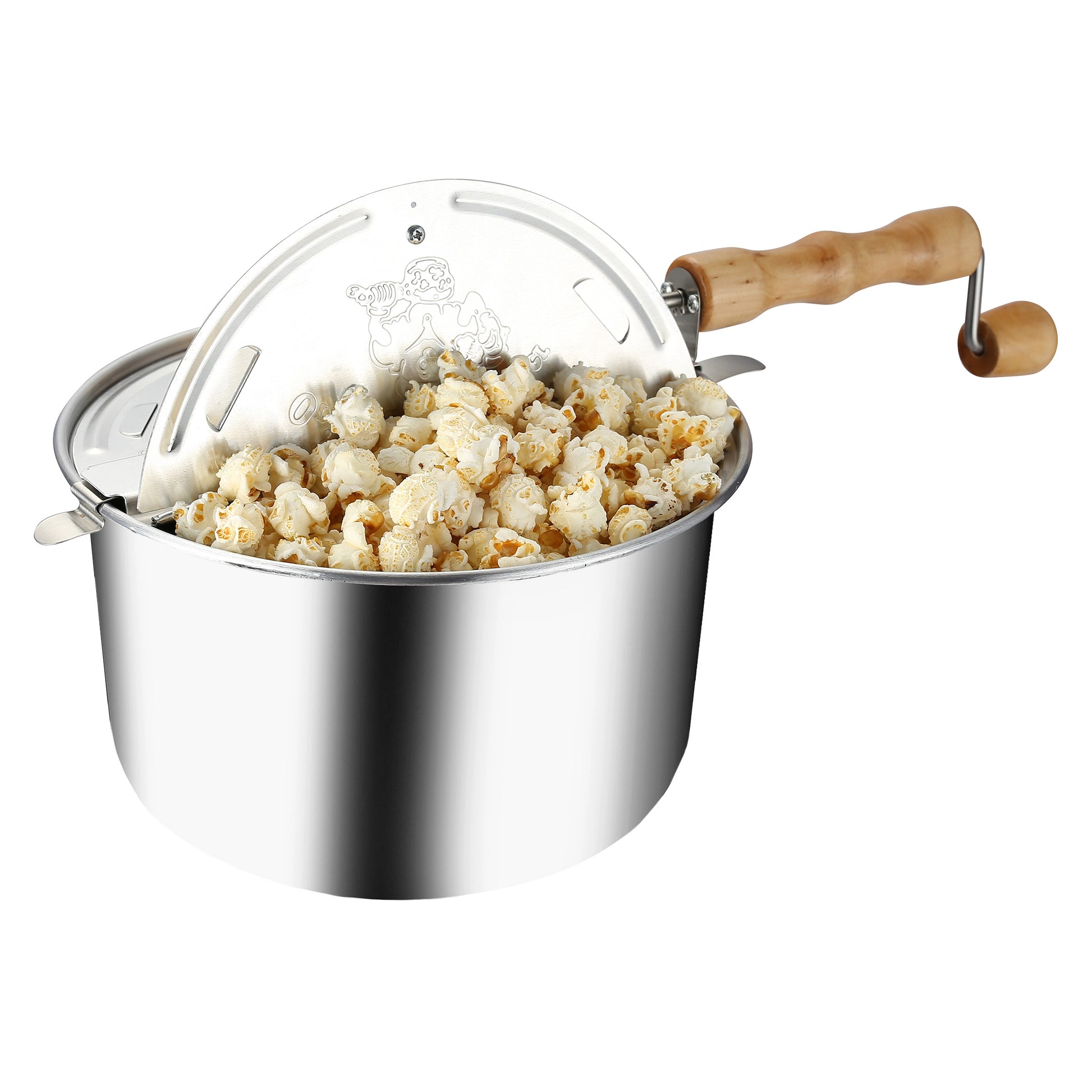 Cook N Home Stovetop Popcorn Popper with Crank, 6-Quart Aluminum Popcorn  Pot, Red